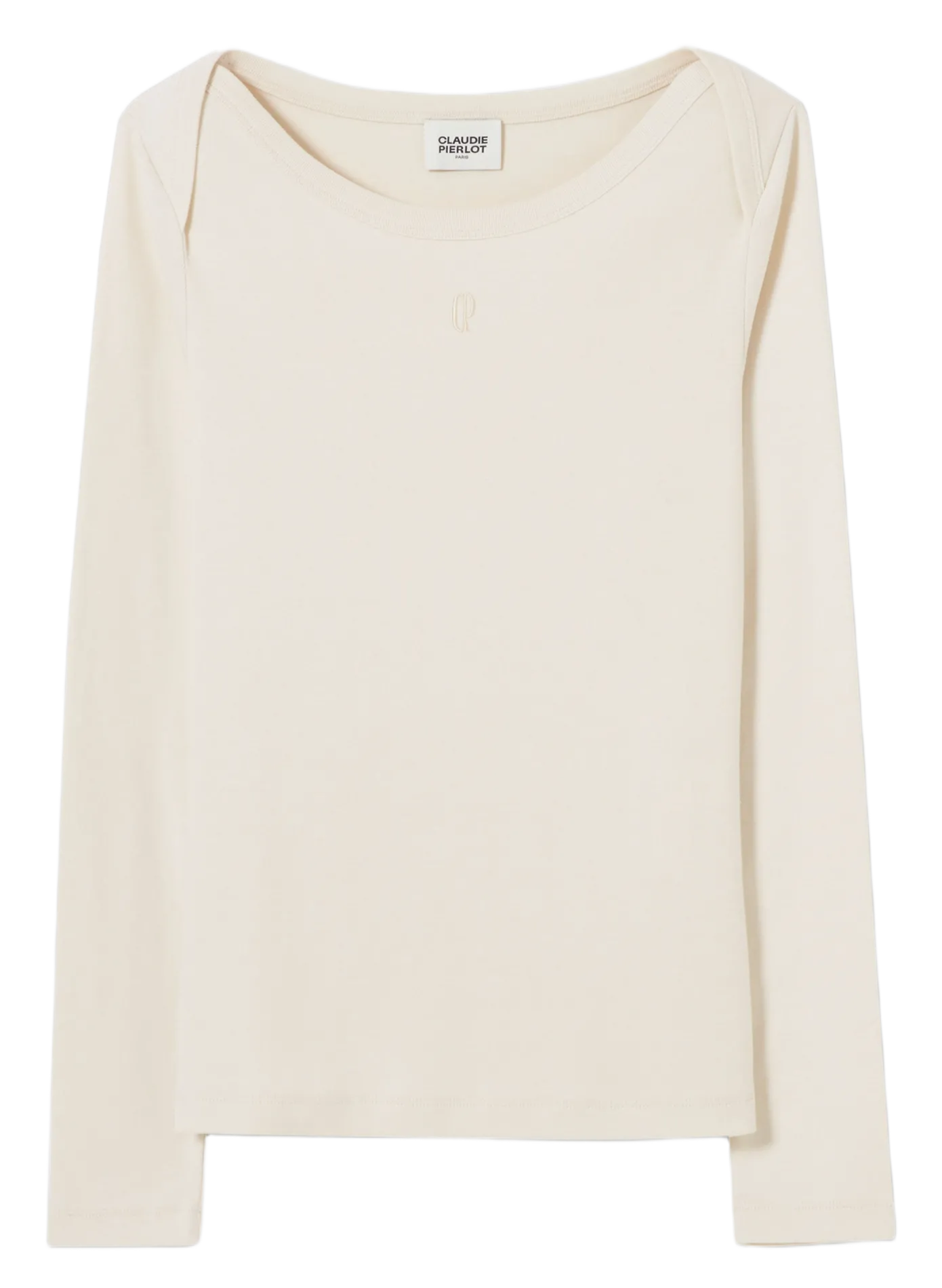 Tailliertes T-Shirt mit Bootsausschnitt Beige TIMEA