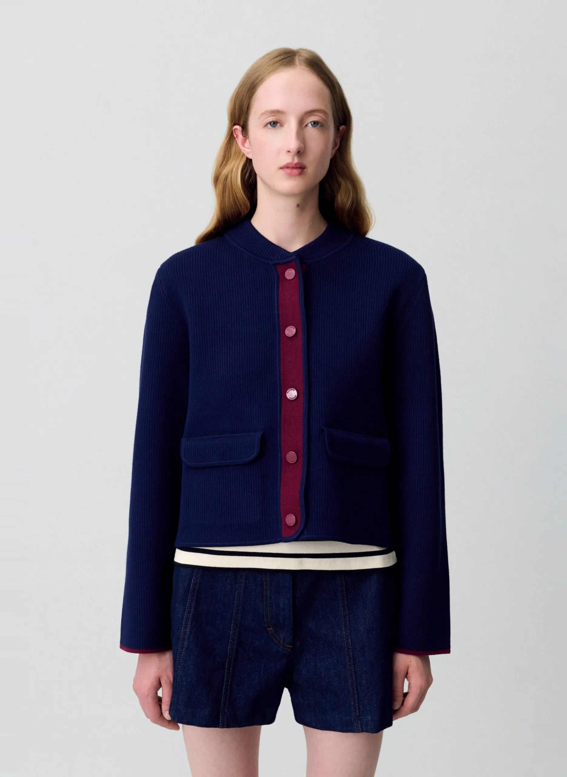 Zweifarbiger Teddy-Cardigan Mehrfarbig