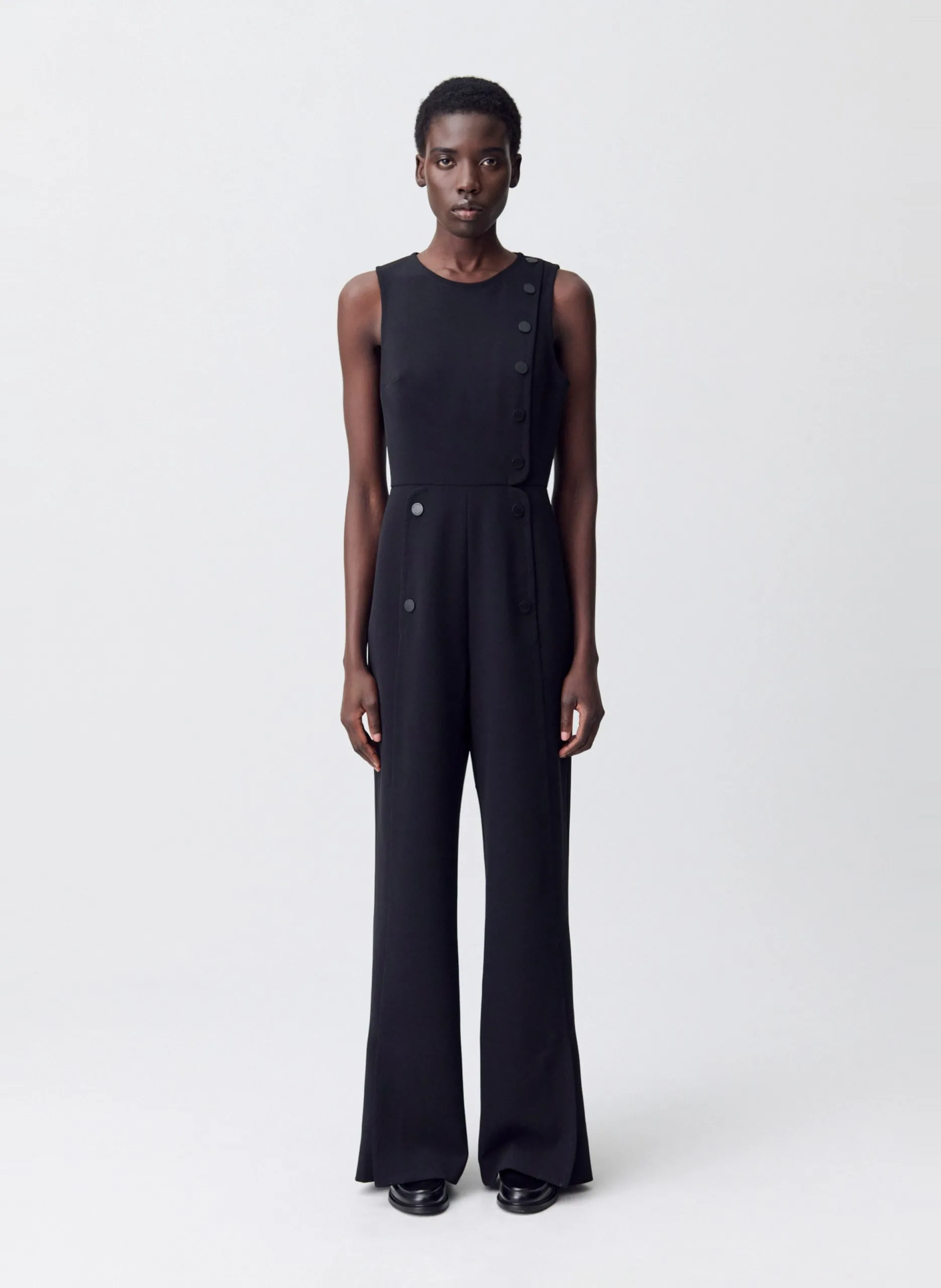 Ausgestellter Rundhalsausschnitt Jumpsuit Schwarz JENNA