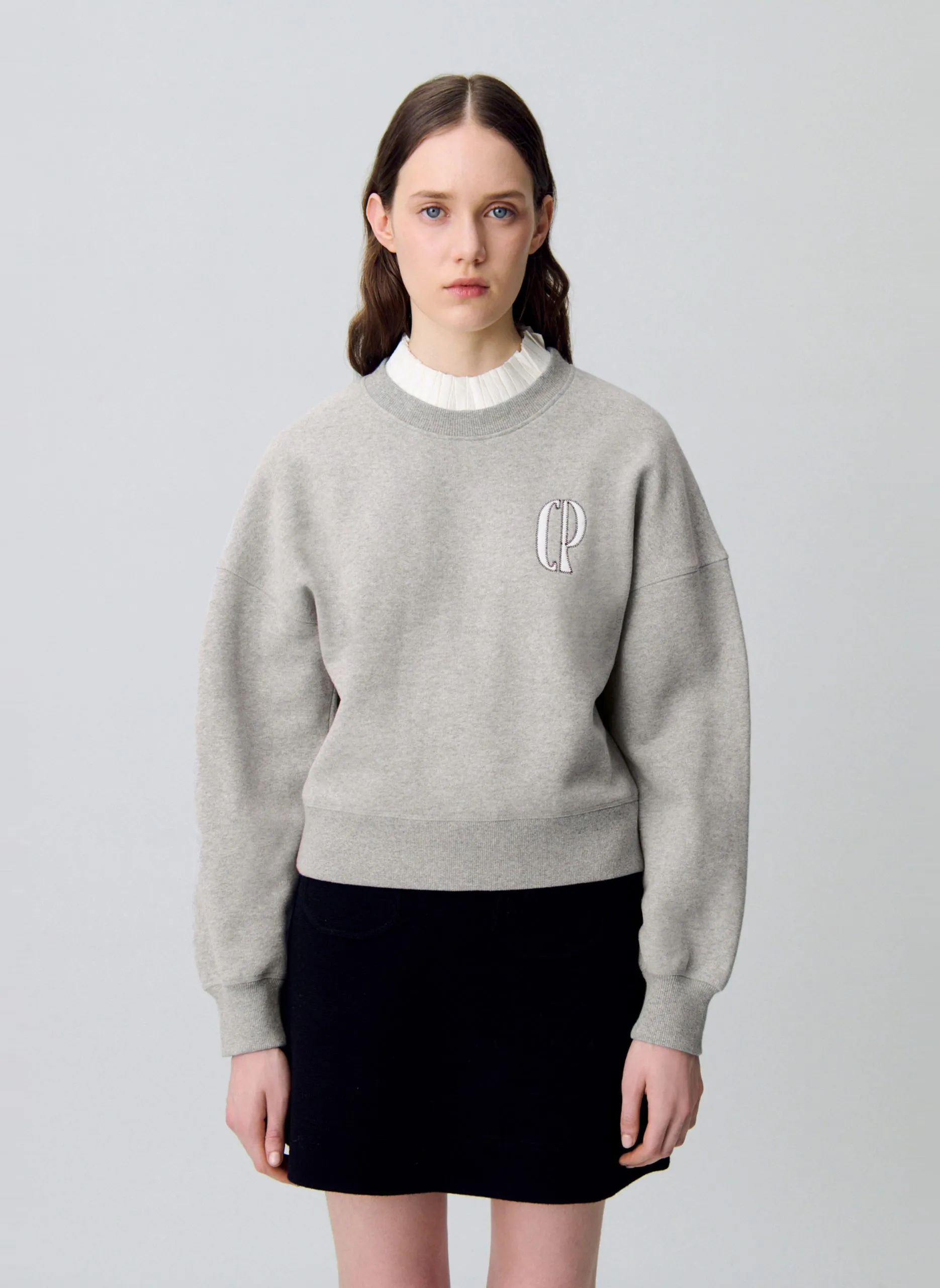 Rundhals-Sweatshirt aus Baumwoll-Mix Grau TIFANY