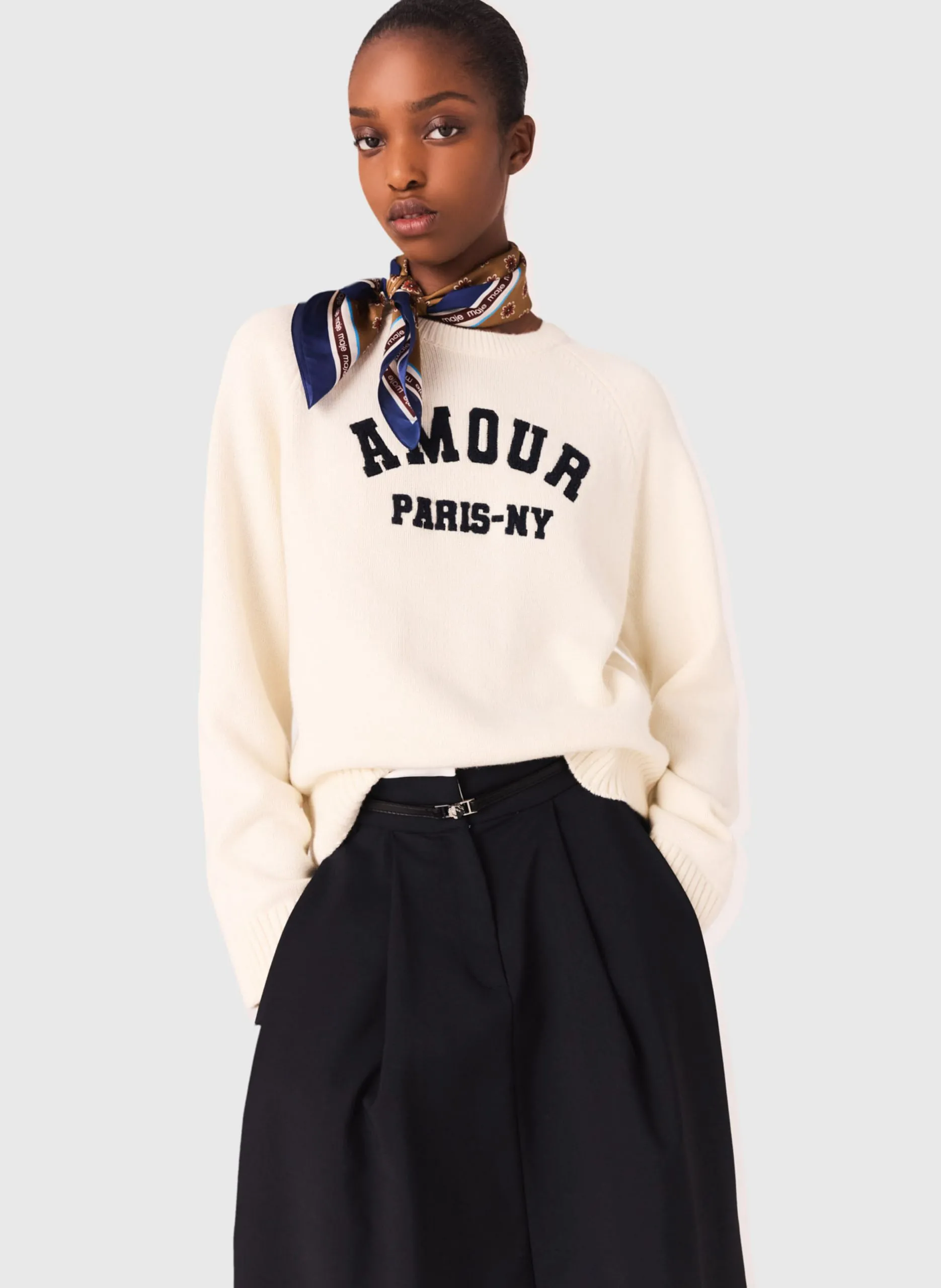 Rundhals-Sweatshirt aus Wollmix Beige