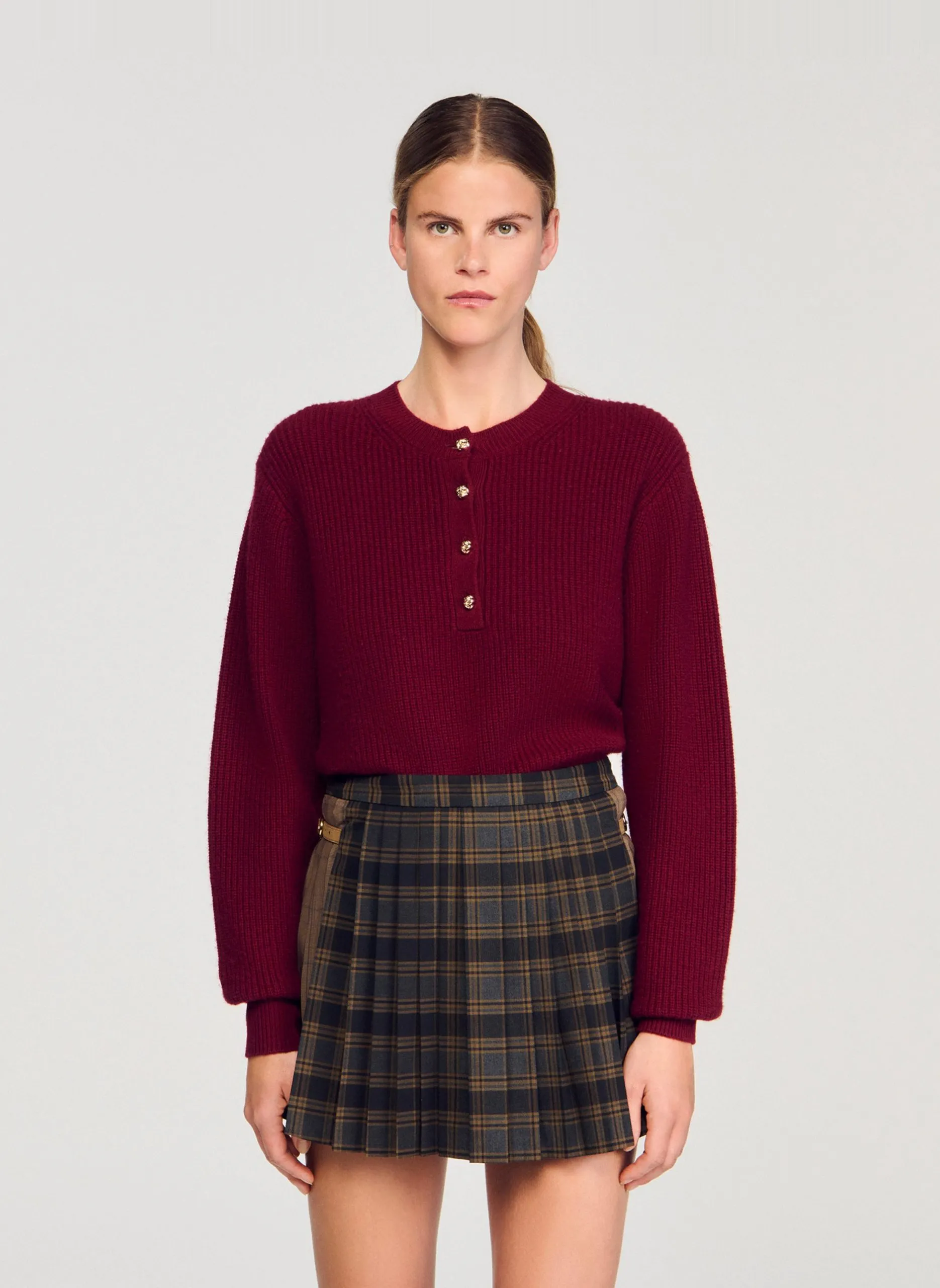 Oversize-Rundhalspullover aus Wolle und Kaschmir Rot