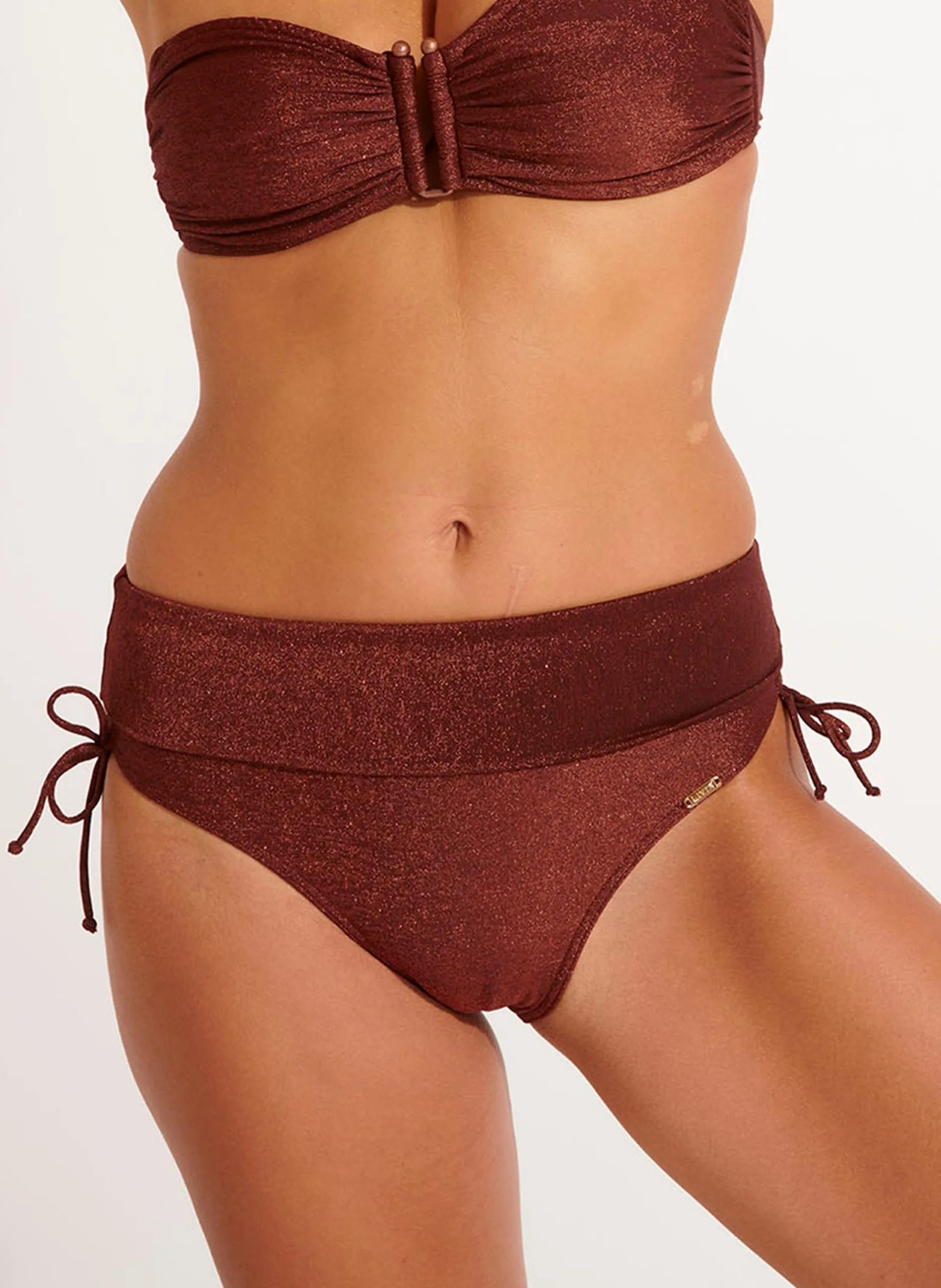 Bikinihose mit Pailletten Braun ADAMAN