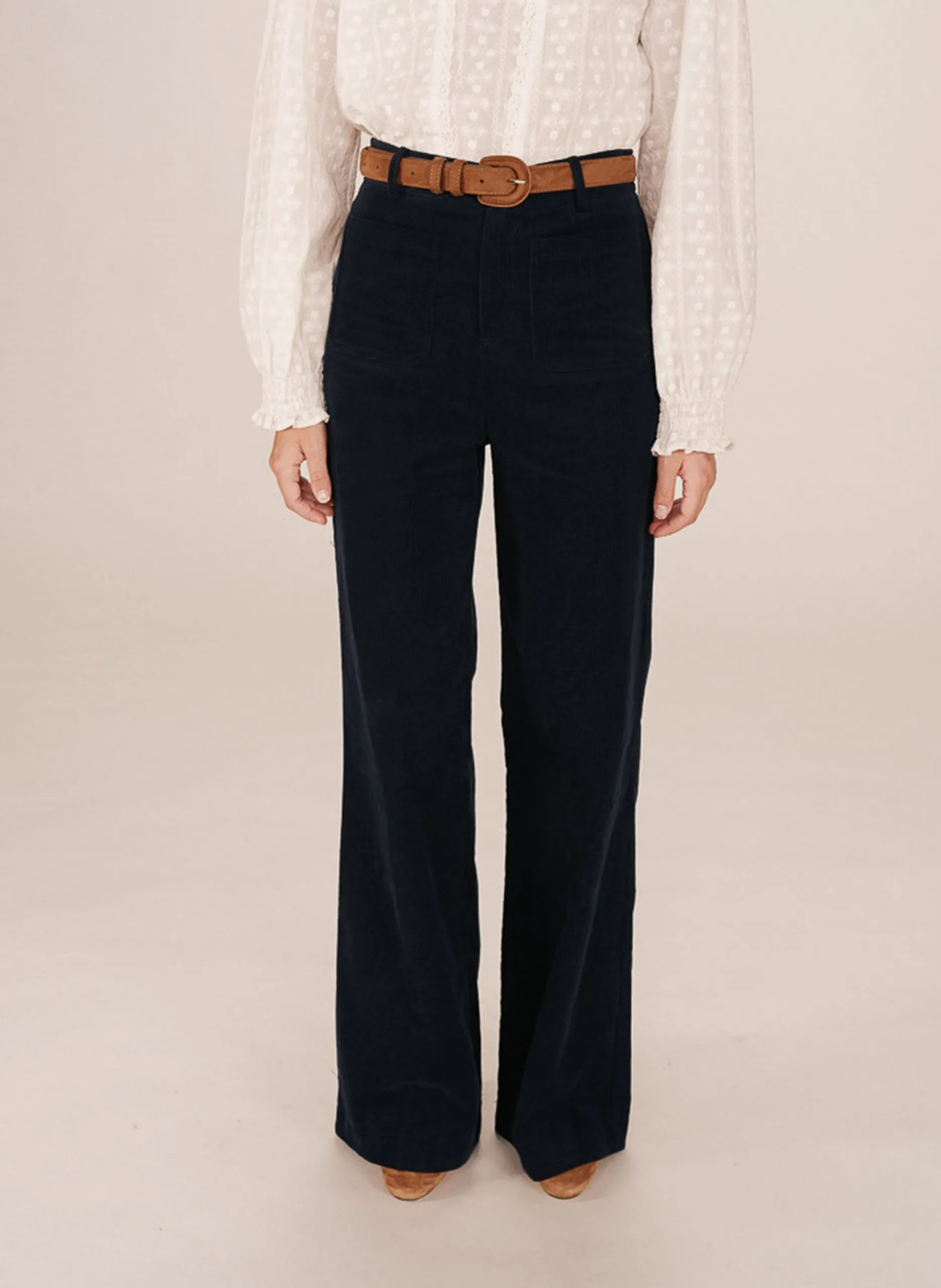 Gerade geschnittene Baumwollhose Blau SAMBA