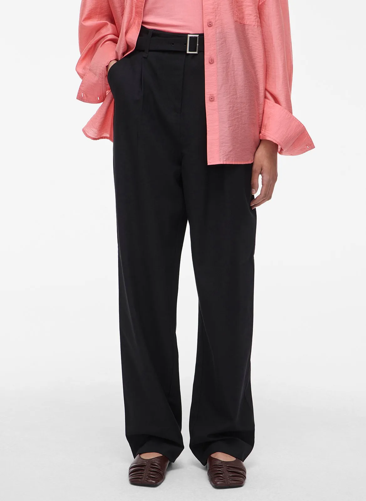 Bundfaltenhose mit hohem Bund Schwarz MADDIE