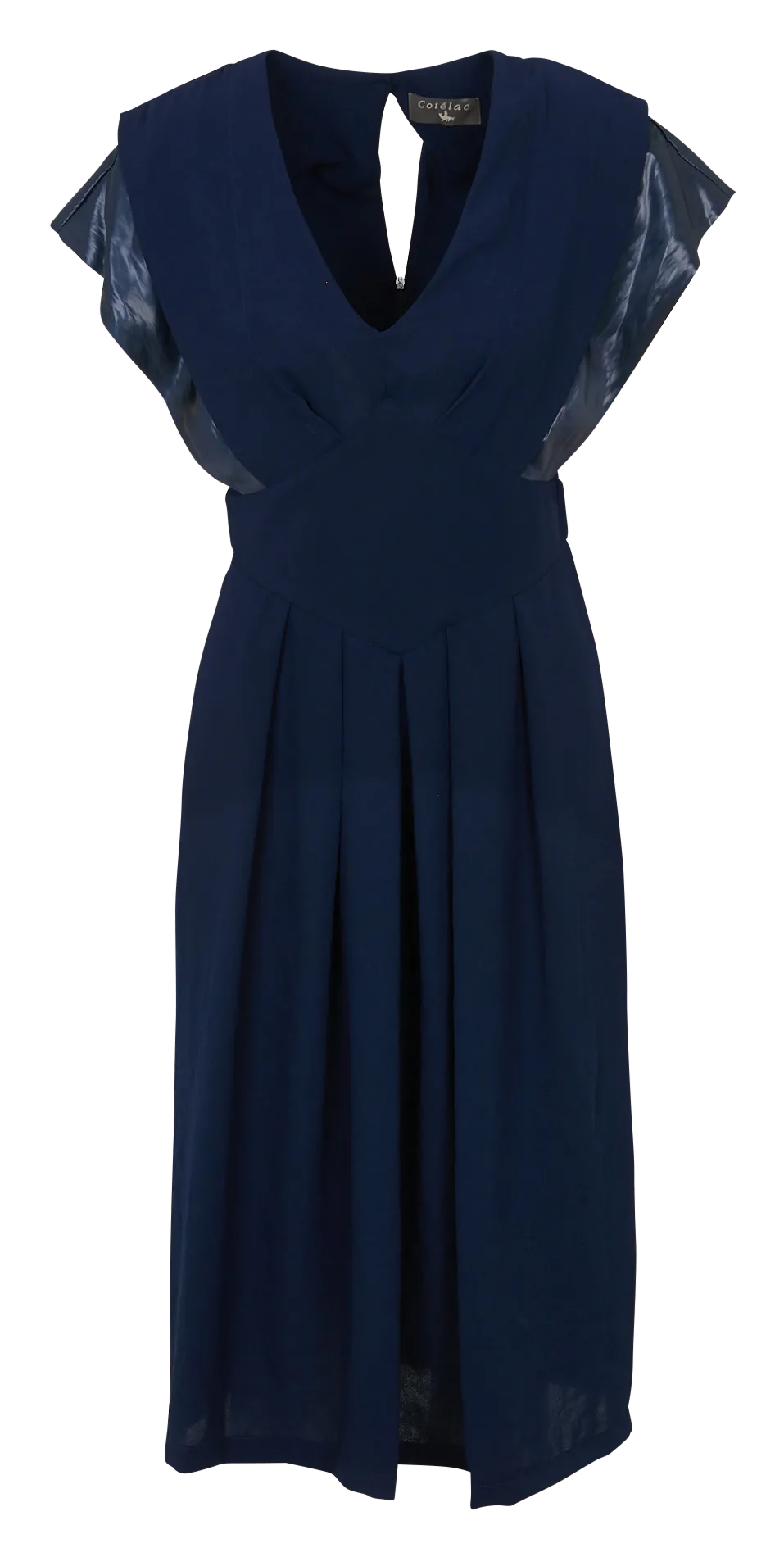 Kurzkleid mit eckigem Ausschnitt und schmalen Trägern Blau