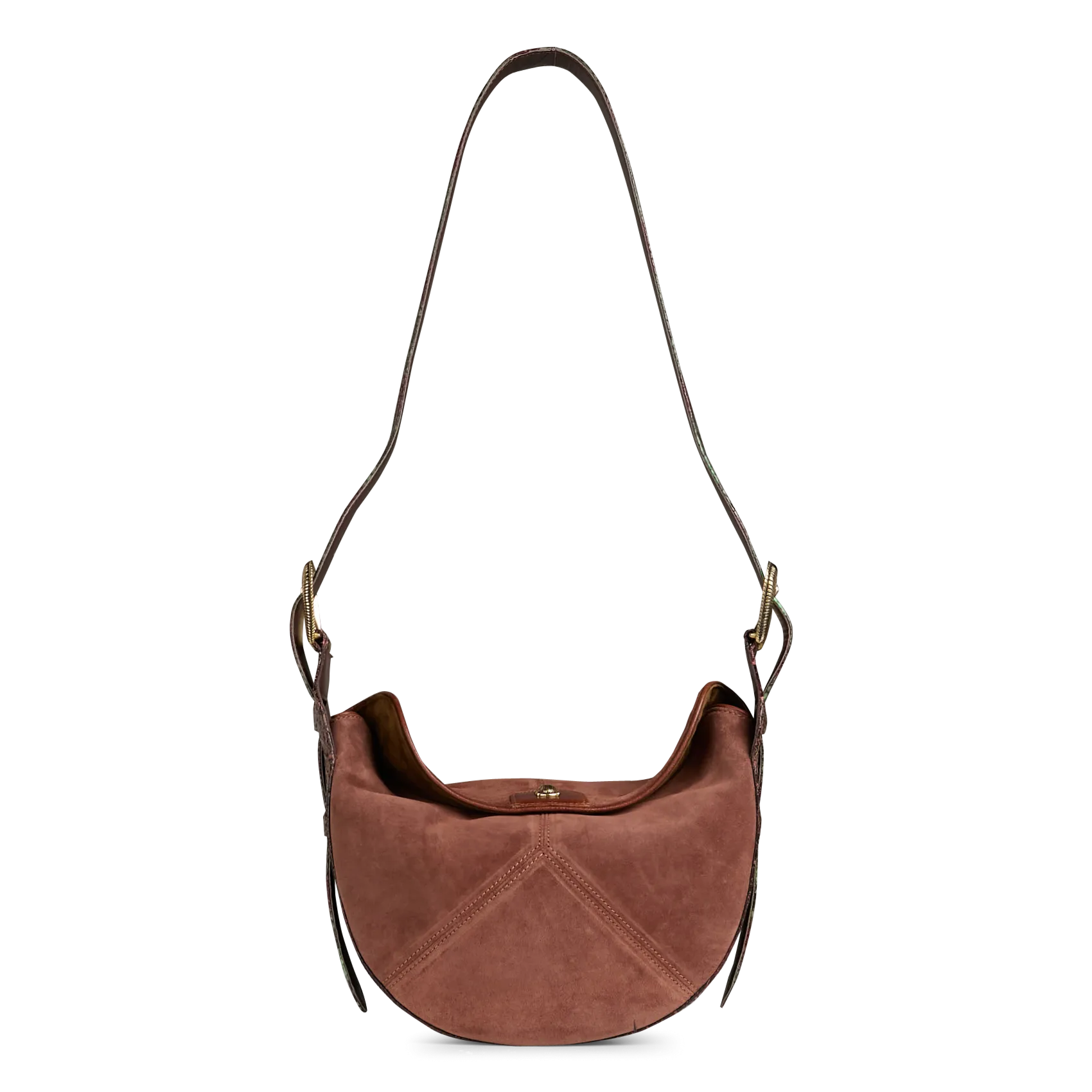 Umhängetasche aus gemischtem Veloursleder Braun ESTELLE