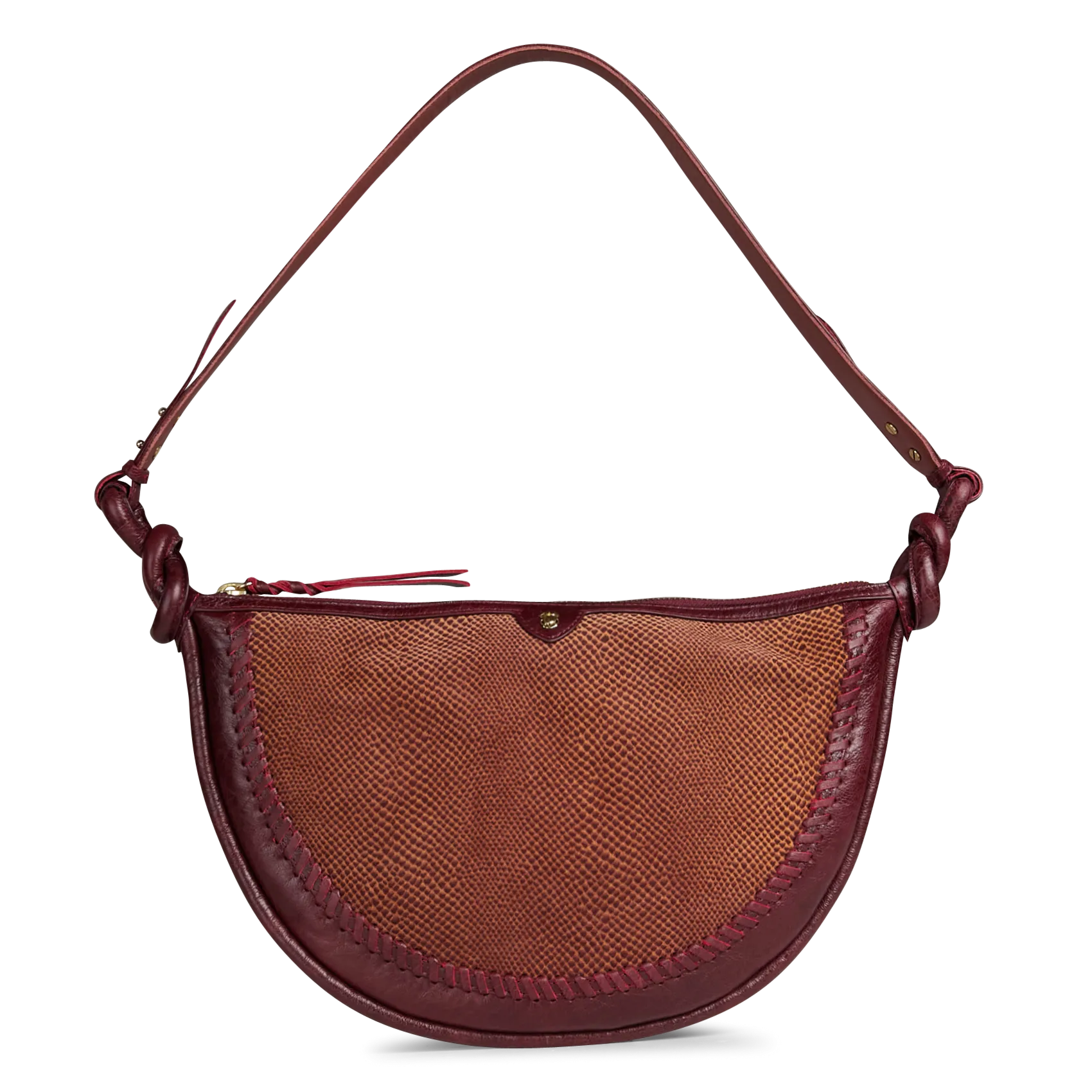 Halbmond-Tasche aus gemischtem Leder Rot CHRIS