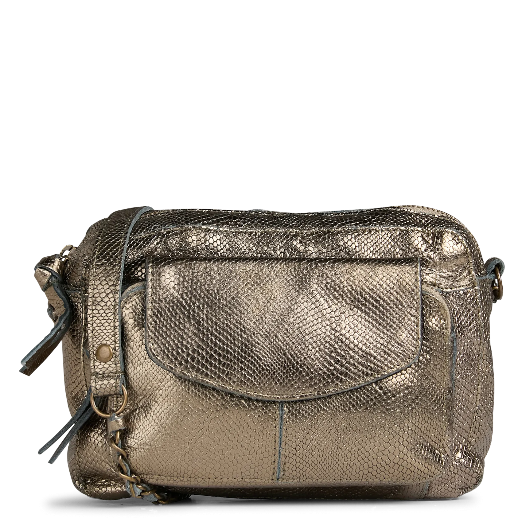 Umhängetasche aus Leder Grau NAINA