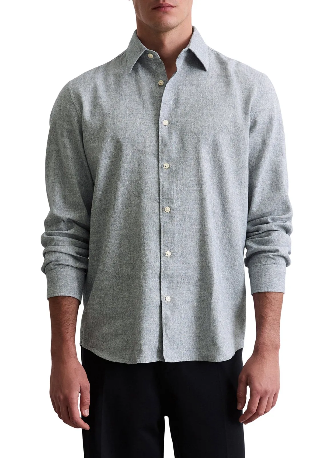 Bluse aus Leinen-Mix mit klassischem Kragen Mehrfarbig