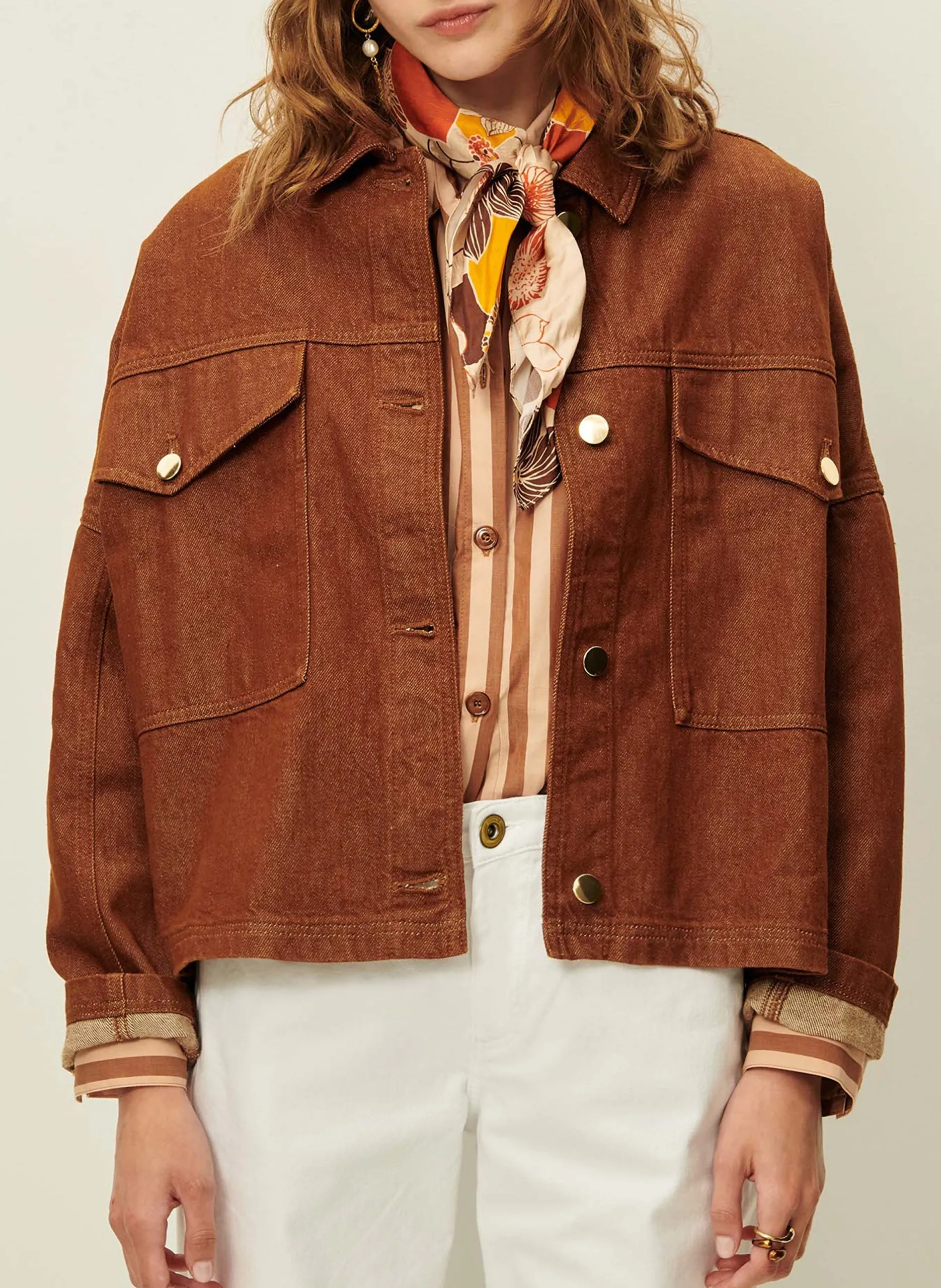 Weite Baumwollübershirt Braun MIDWEST