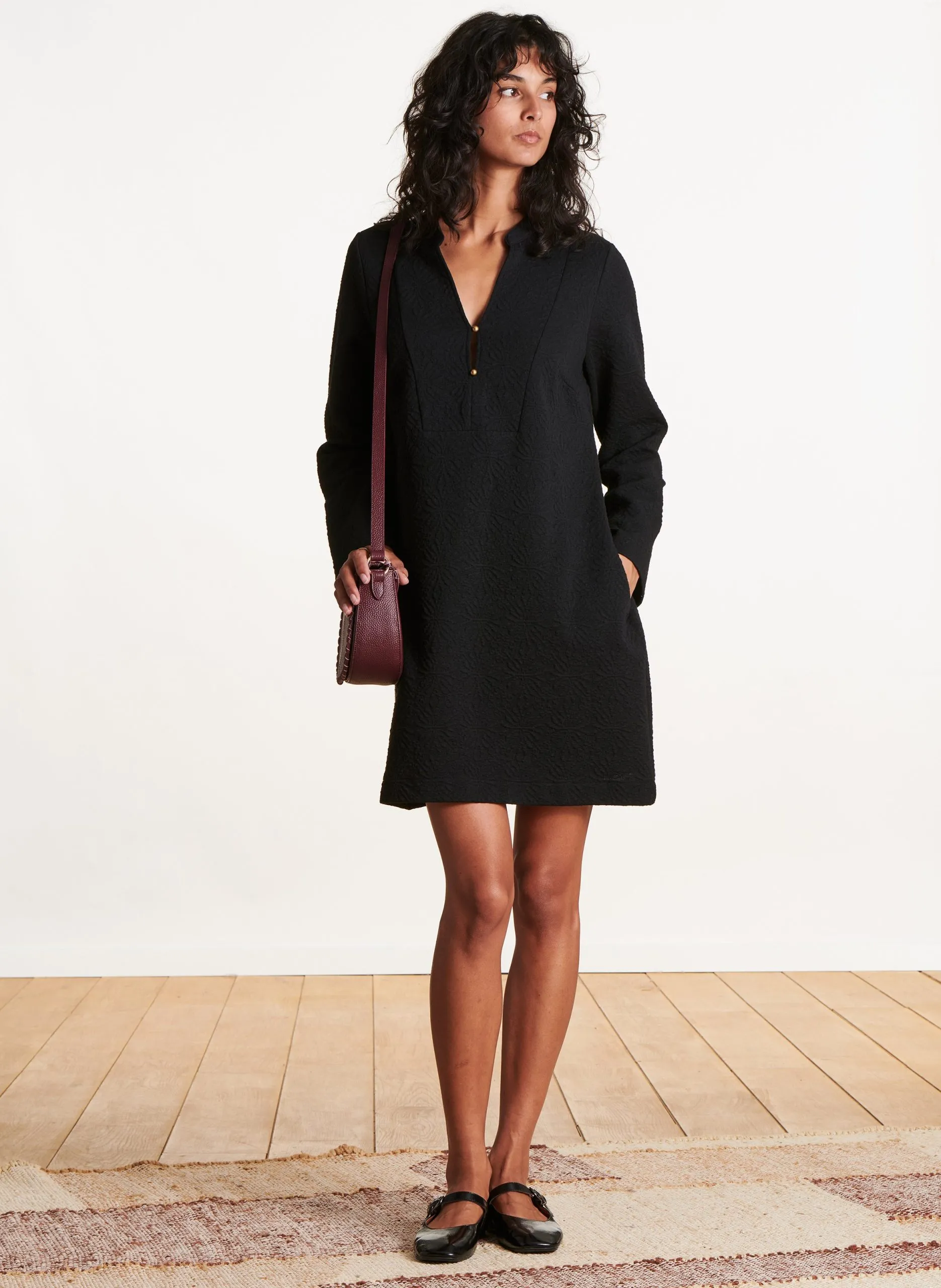 Jacquard-Kurzkleid Schwarz