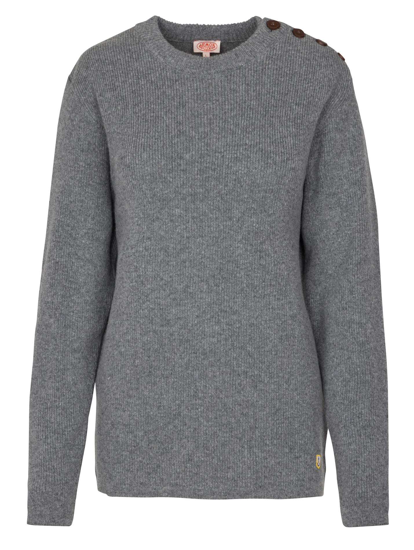 Pulli mit Rundhalsausschnitt - aus Lammwolle Grau