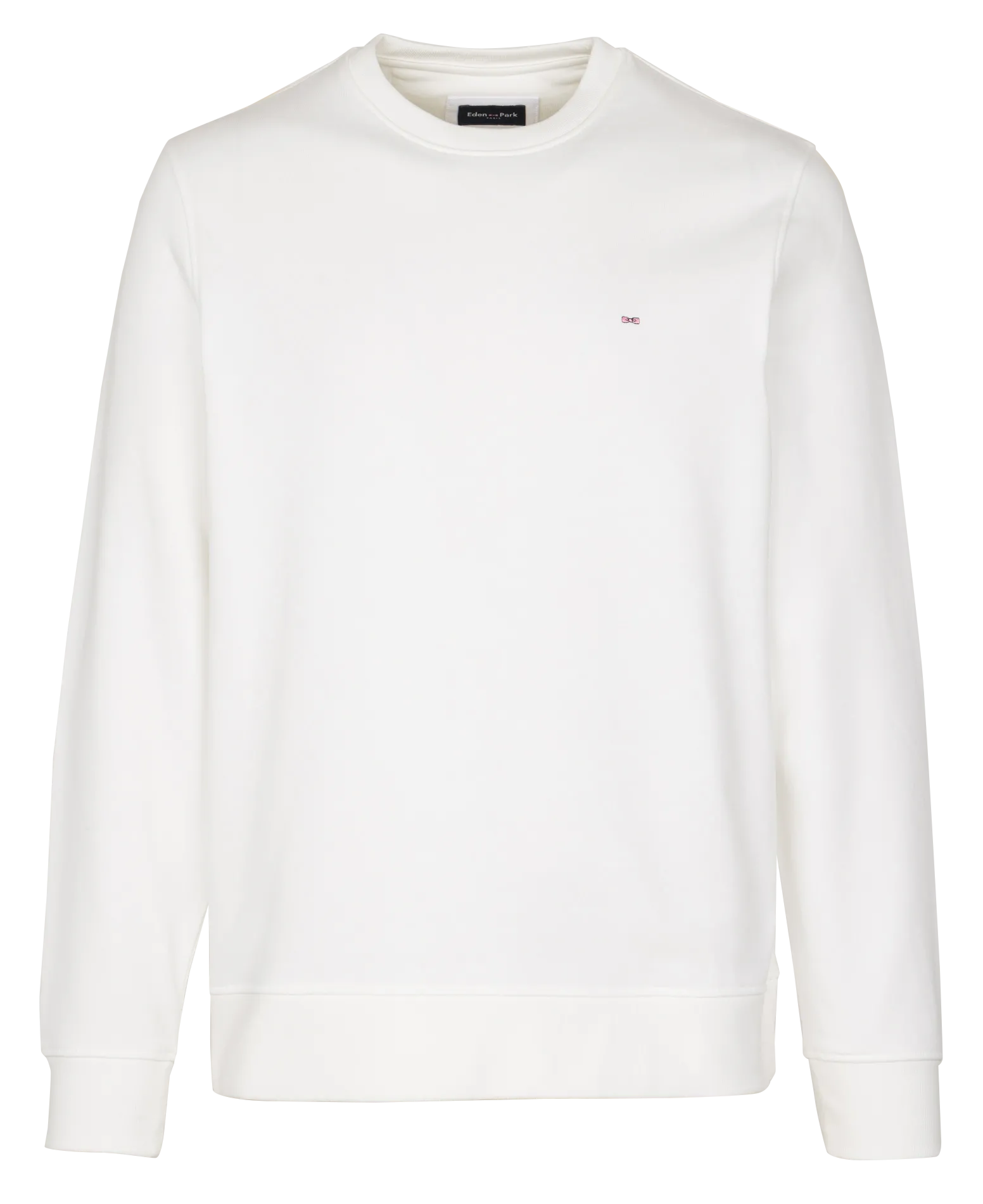 Gerader Rundhalsausschnitt-Sweatshirt aus Baumwolle mit Stickerei Beige