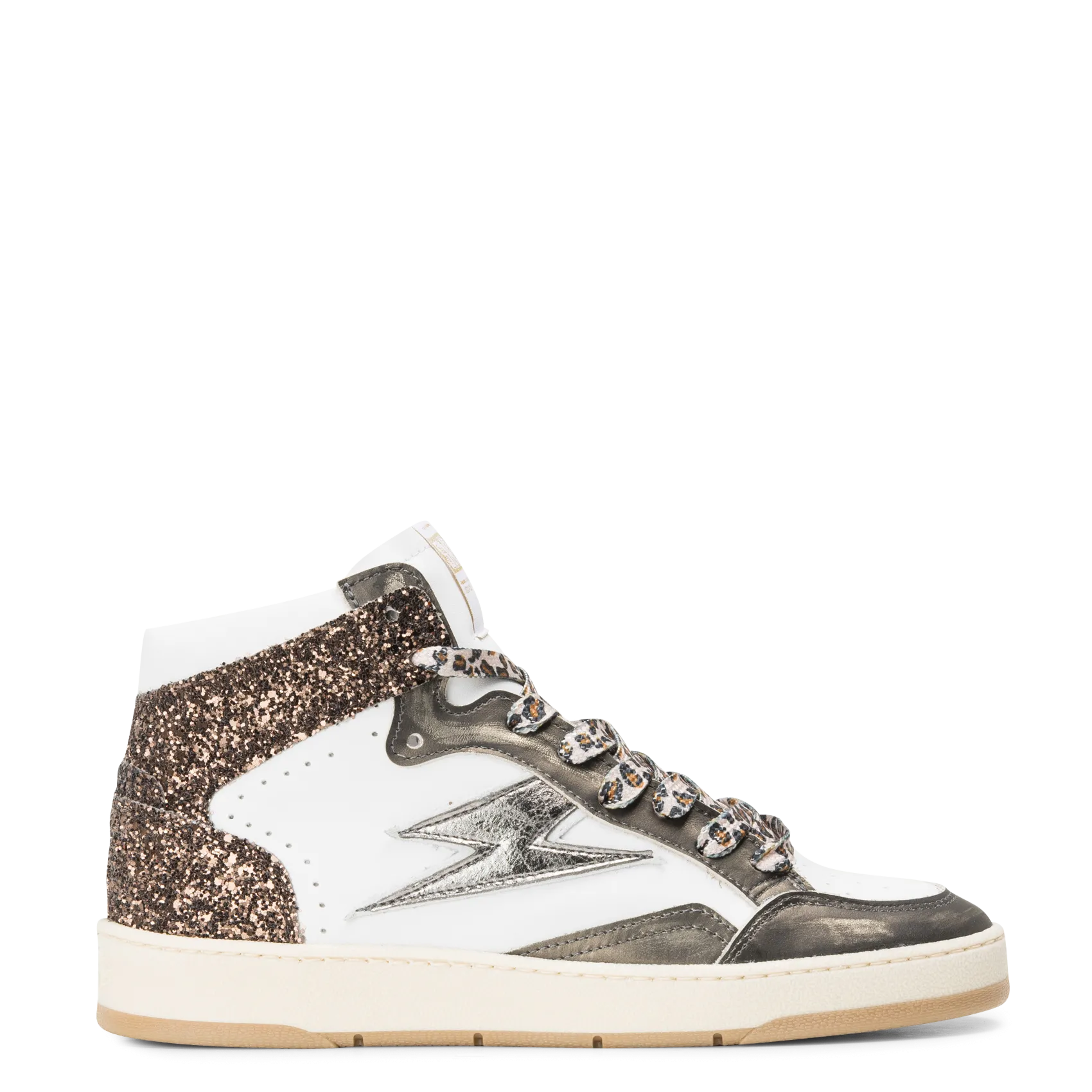 Hohe Sneaker aus gemischtem Leder Braun ROBIN