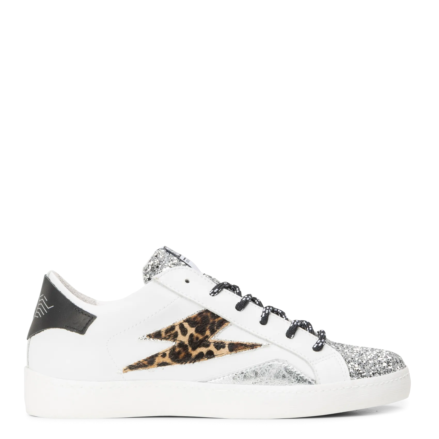 Niedrige Sneaker aus Leder-Mix Silber LARRY