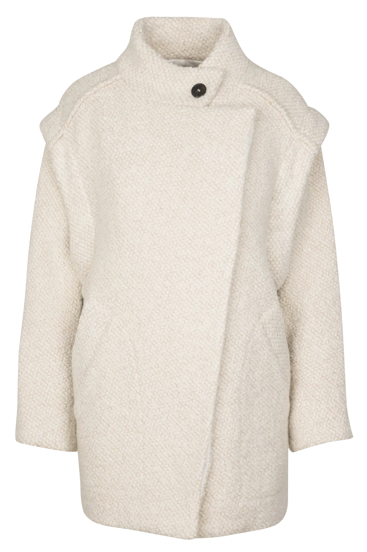 Gerader Mantel mit Stehkragen aus Wollmix Beige PAVINA