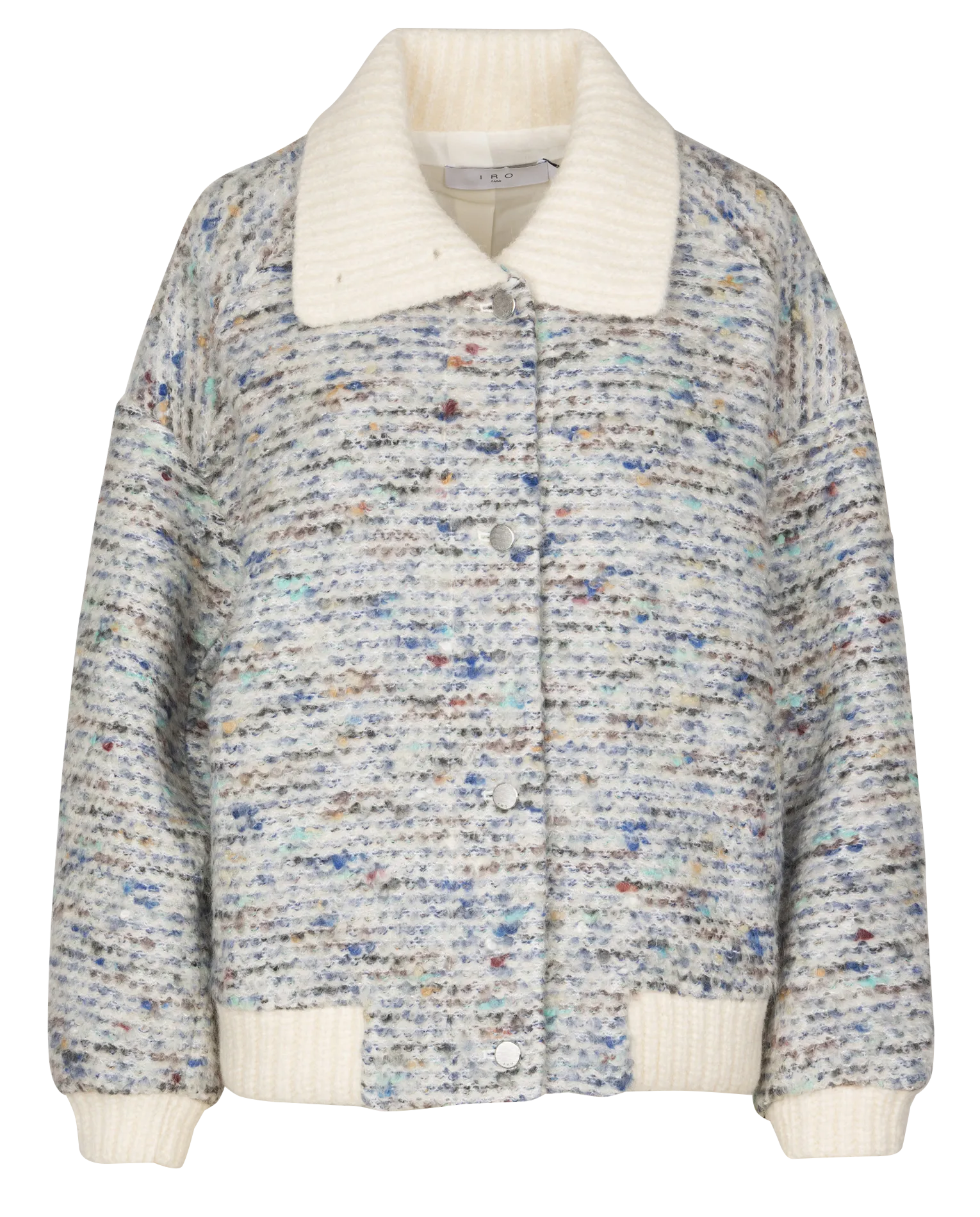 Gerade geschnittene Strickjacke mit klassischem Kragen Grau SIMONE