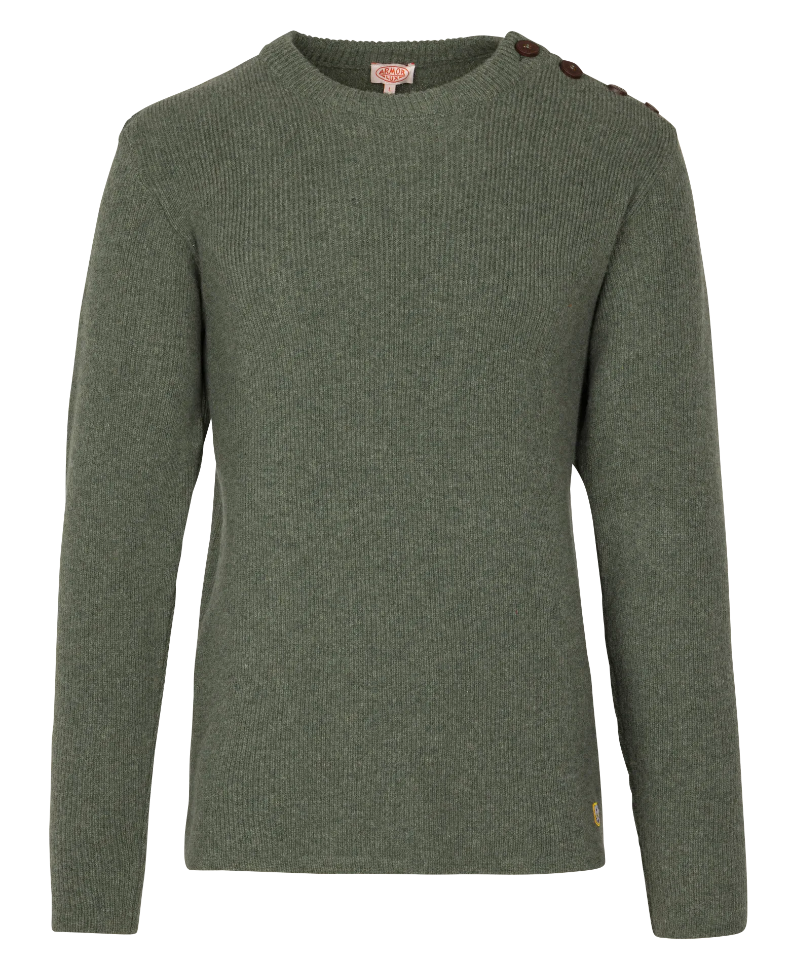 Pulli mit Rundhalsausschnitt - aus Lammwolle Khaki