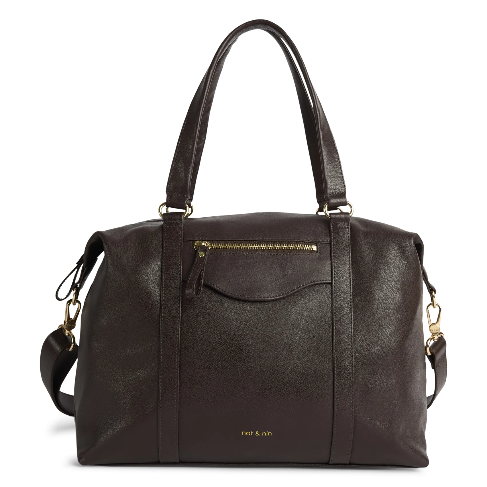 Geschnürte Beuteltasche aus strukturiertem Leder Braun THYLANE