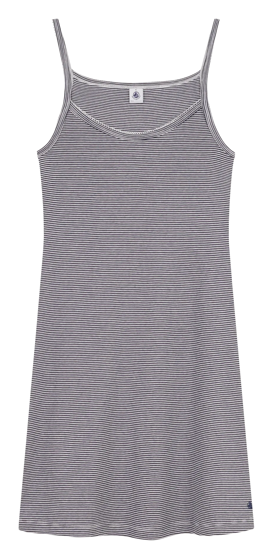 Rundhalsausschnitt gestreiftes Baumwoll-Pyjamakleid Mehrfarbig