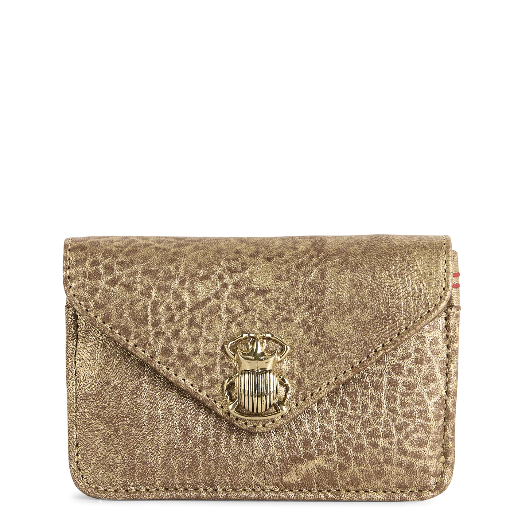 Kartenhalter aus gemischtem metallic Leder Golden ALEX