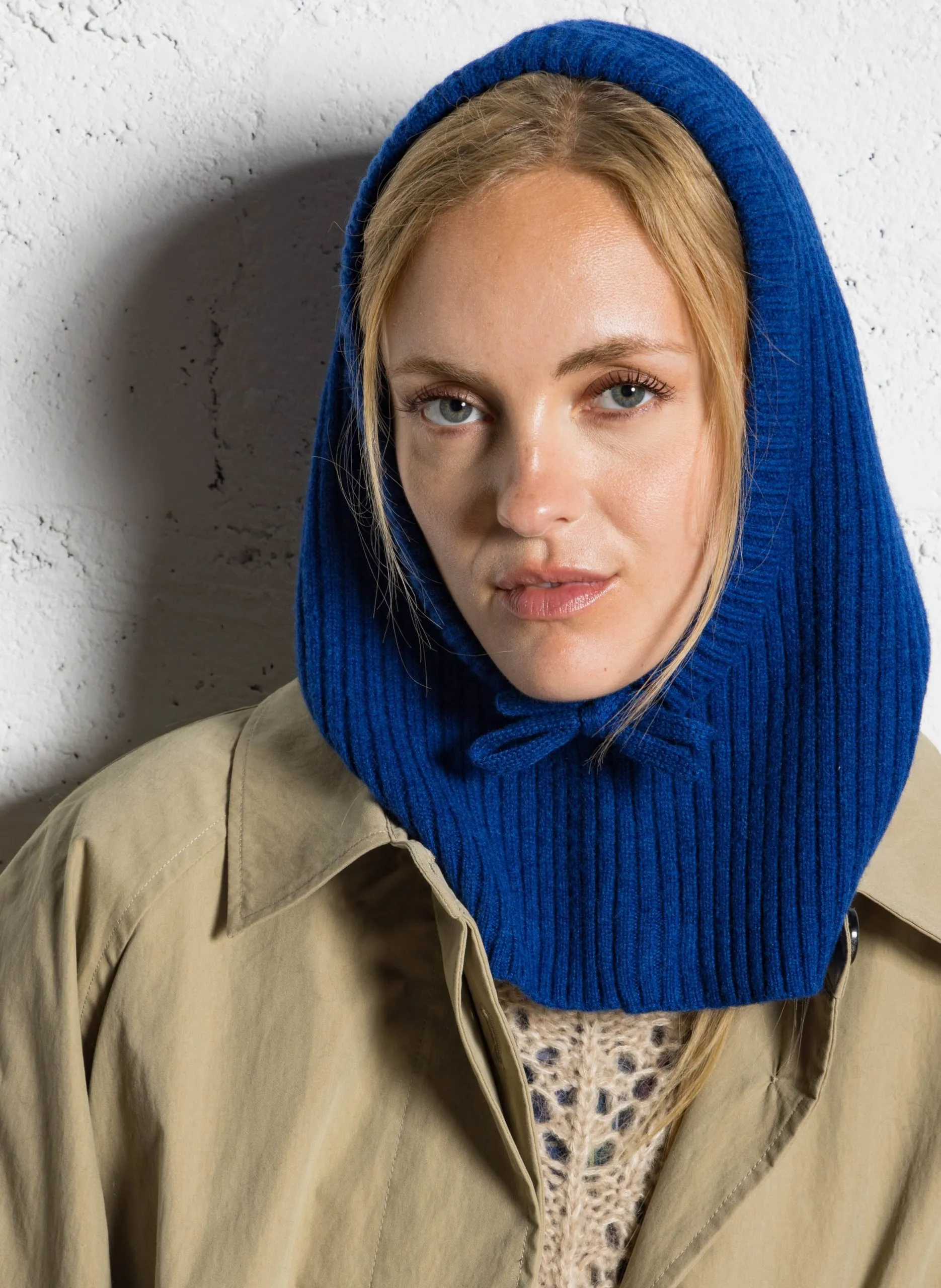 Gerippte Wollhaube Blau PARADE