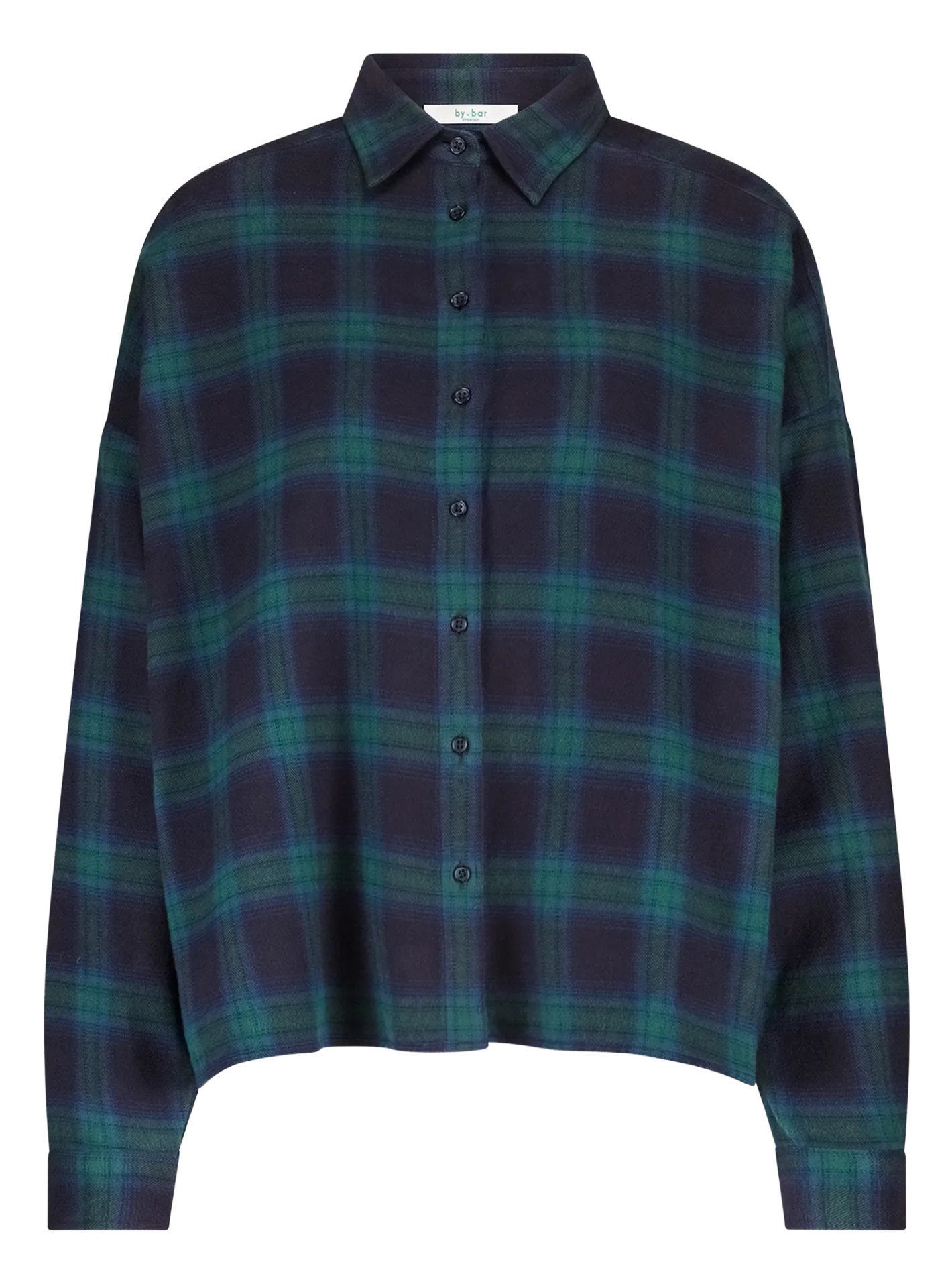 Weite Karo-Bluse aus Bio-Baumwolle Grun JADA