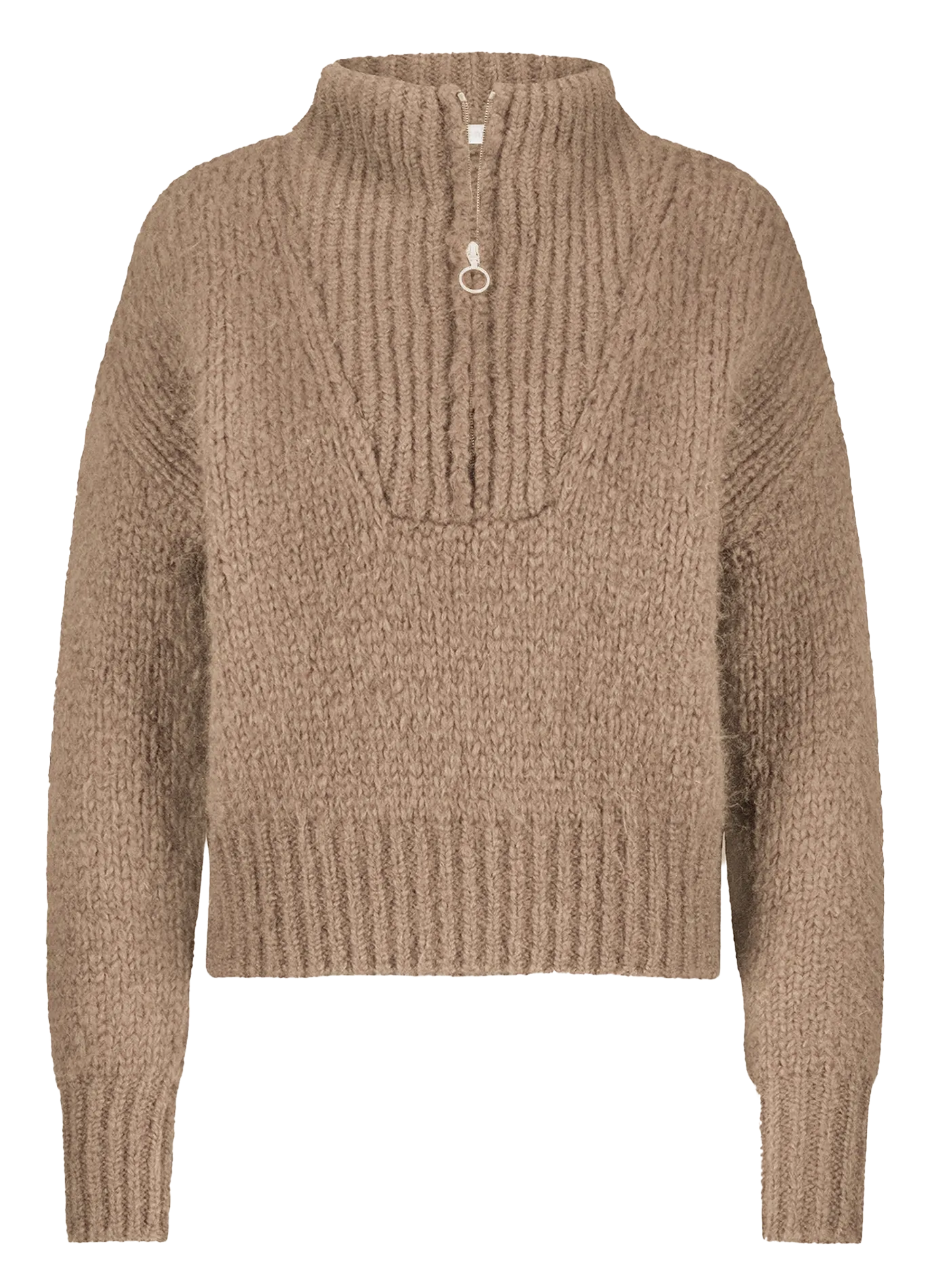 Gerader Pullover mit Stehkragen Beige BOXY