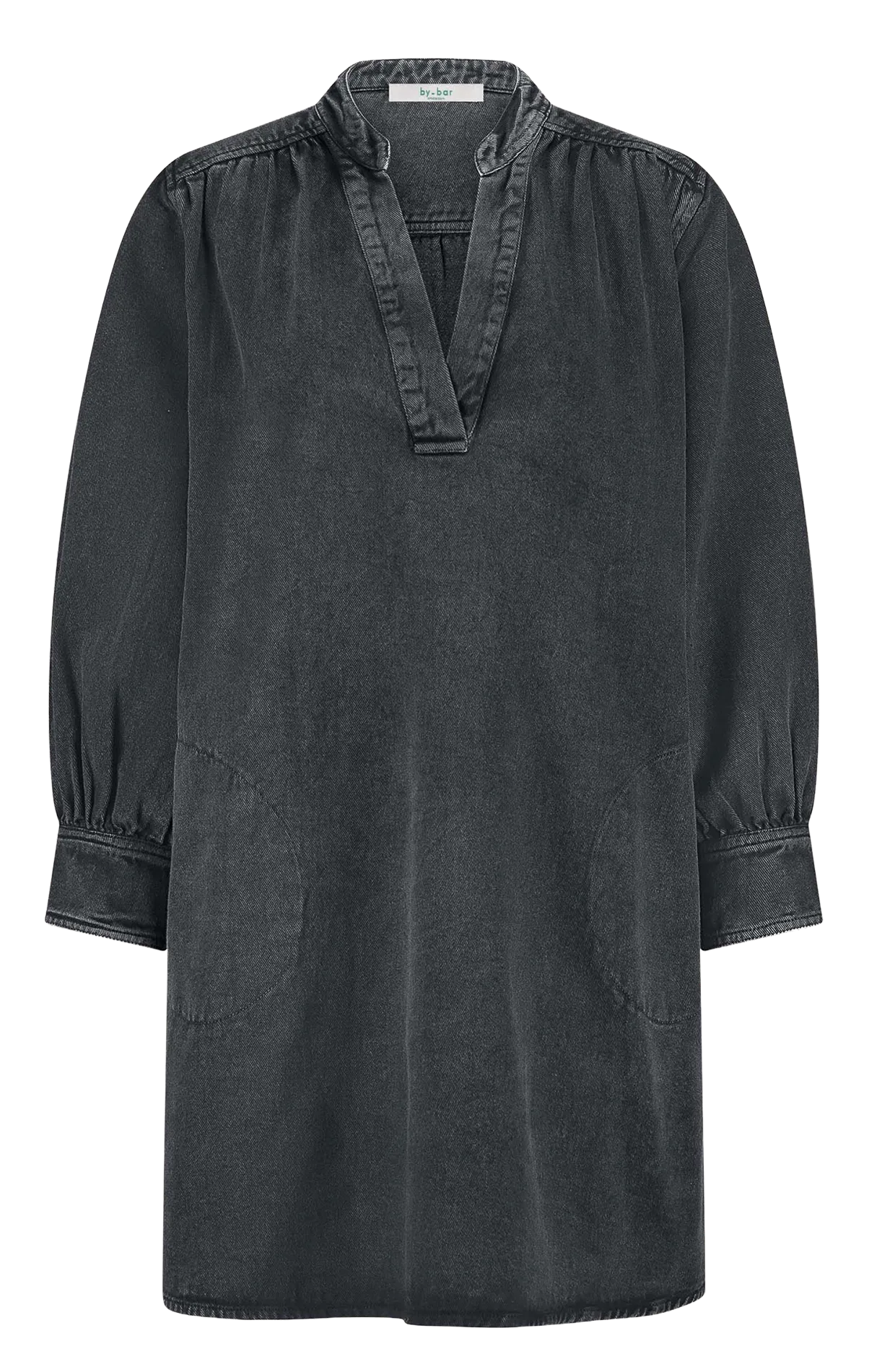 Gerade Jeanskleid mit Tunika-Kragen Schwarz JINA