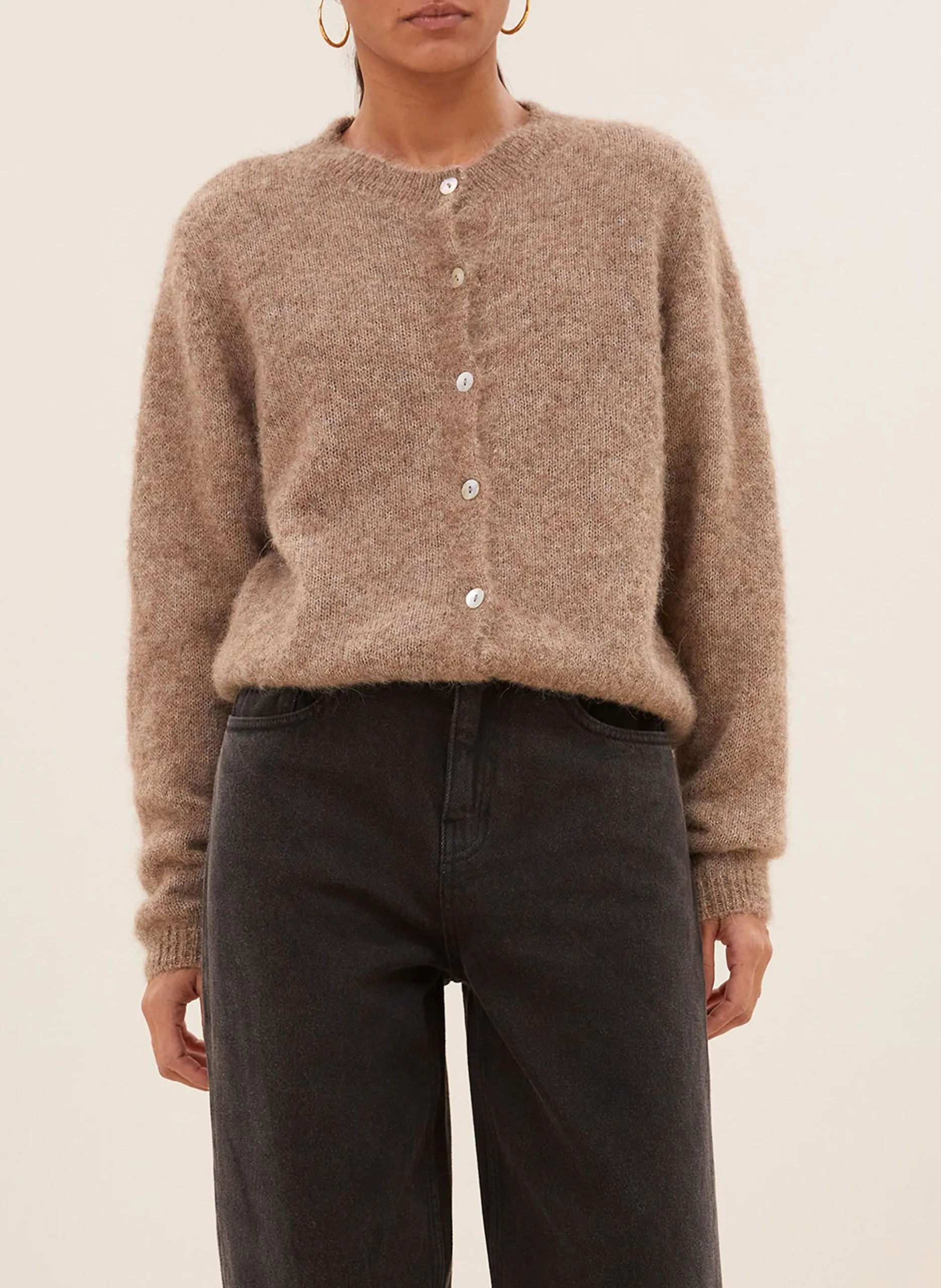 Geknöpfter Strick-Cardigan aus Wollmischung Beige CLEO