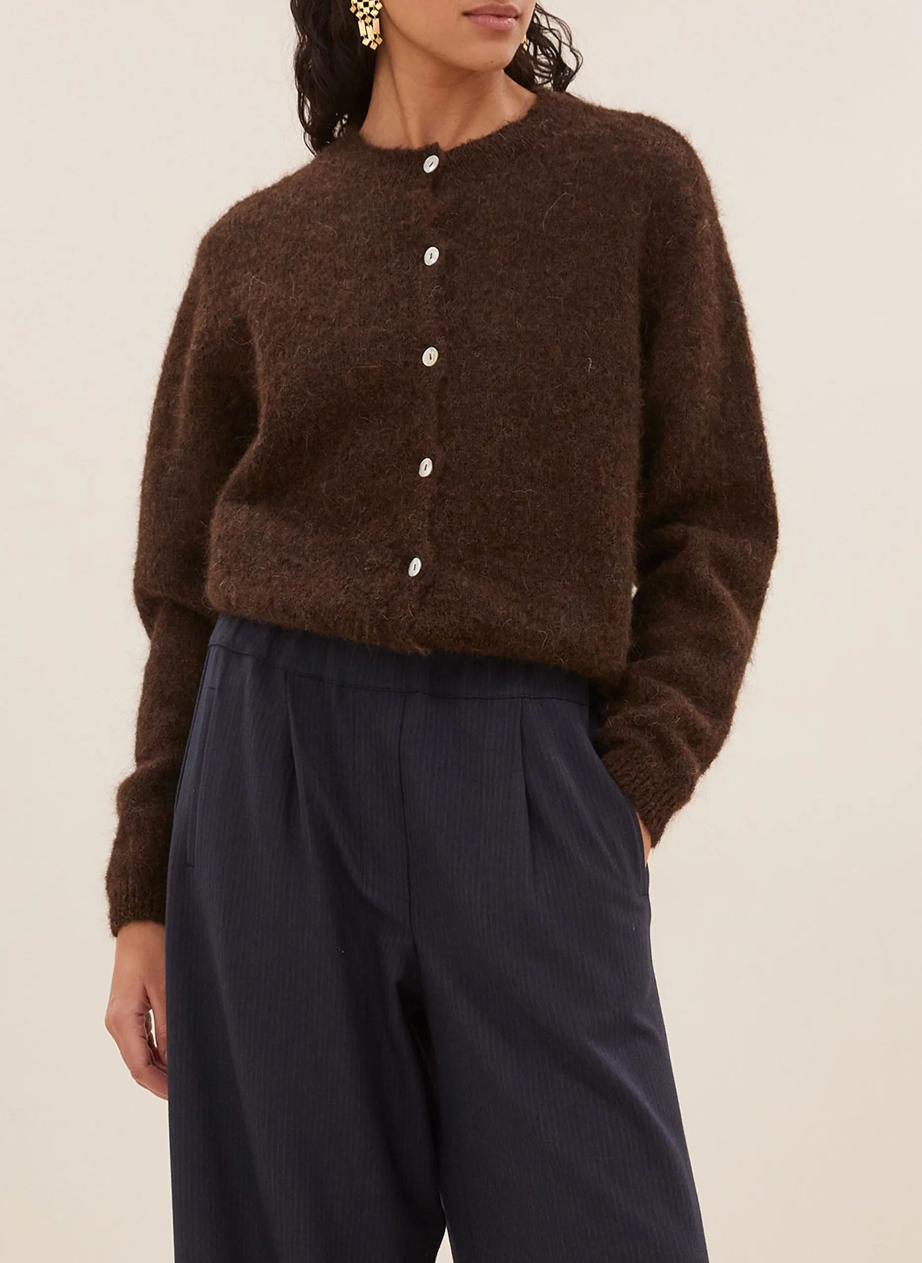 Geknöpfter Strick-Cardigan aus Wollmischung Braun CLEO