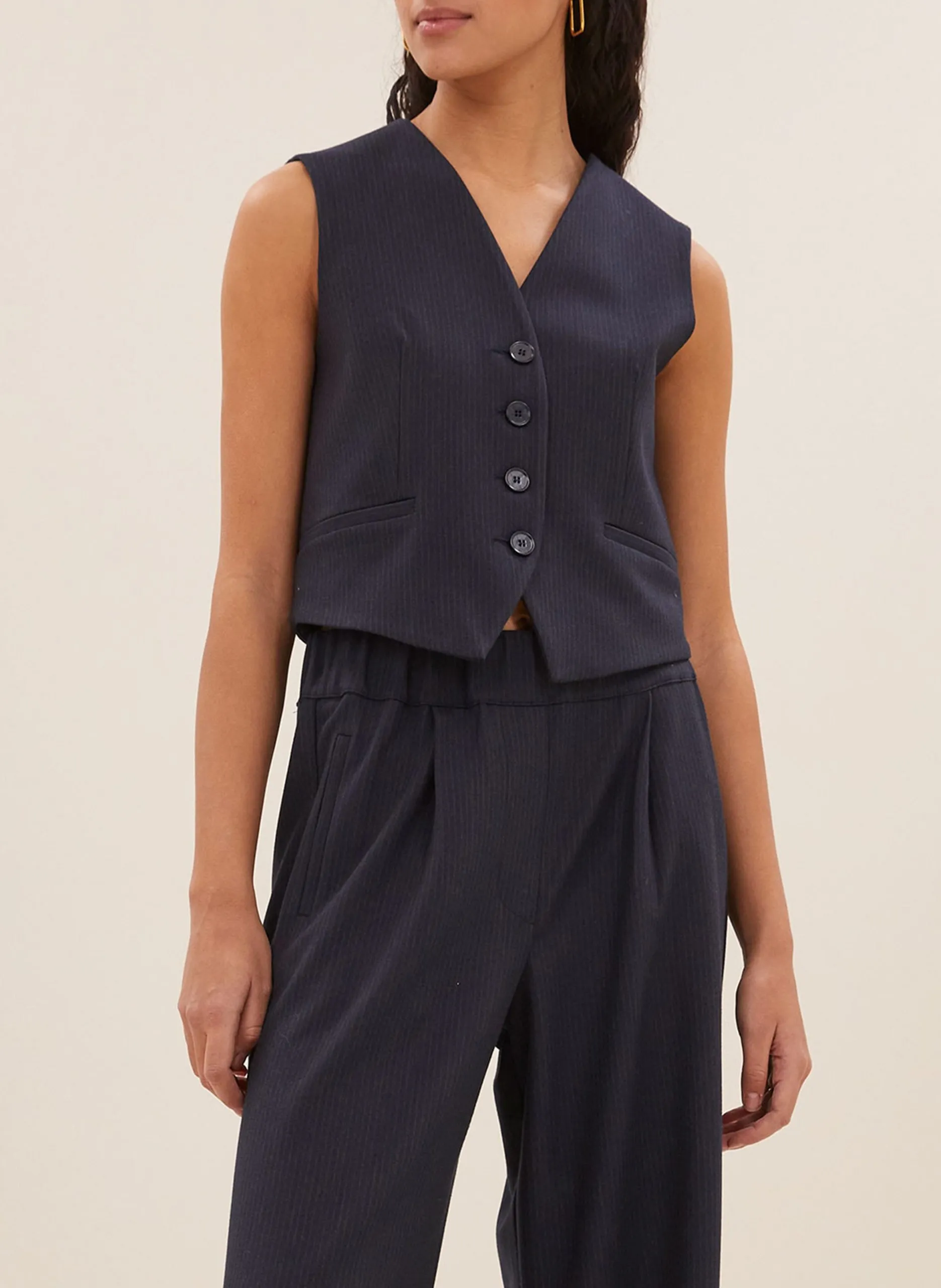 Ärmellose gestreifte Weste Blau LYNN