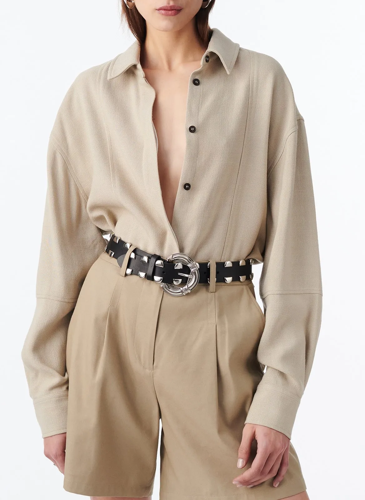 Gerade geschnittene Bluse Beige AUDE