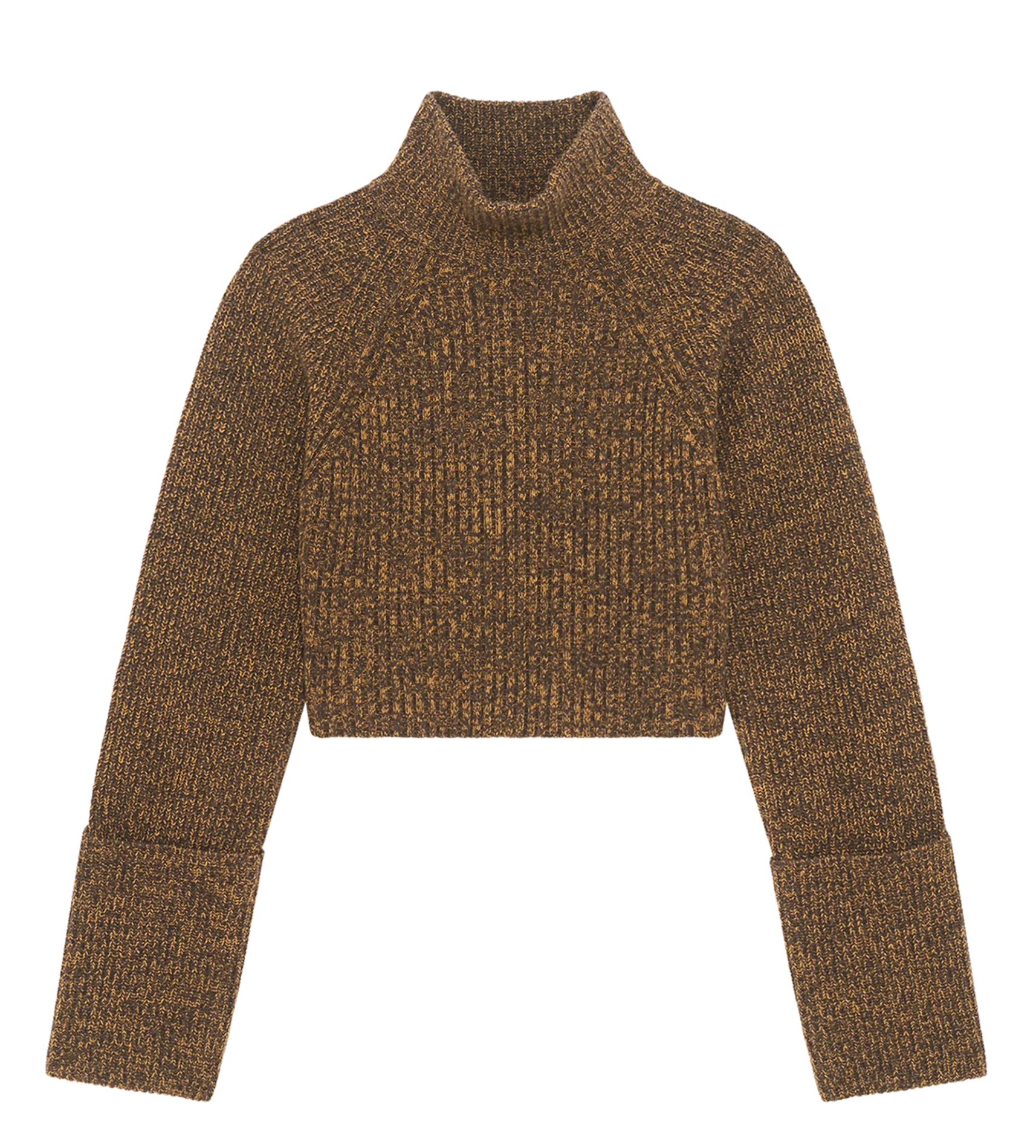 Gerader Pullover mit Stehkragen aus Wolle Braun ELBA