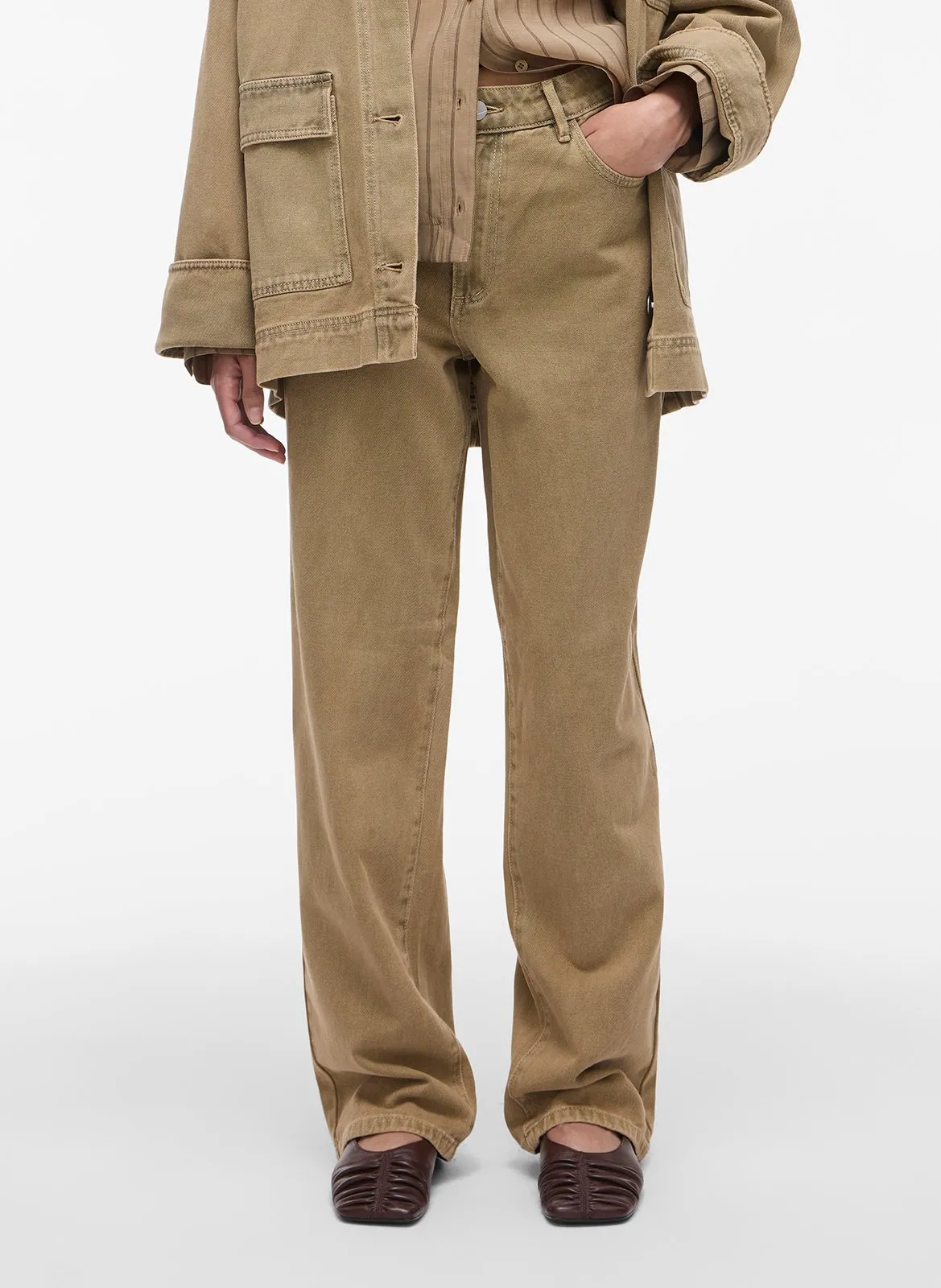 Csally - Gerade geschnittene Baumwollhose Braun JOLIE