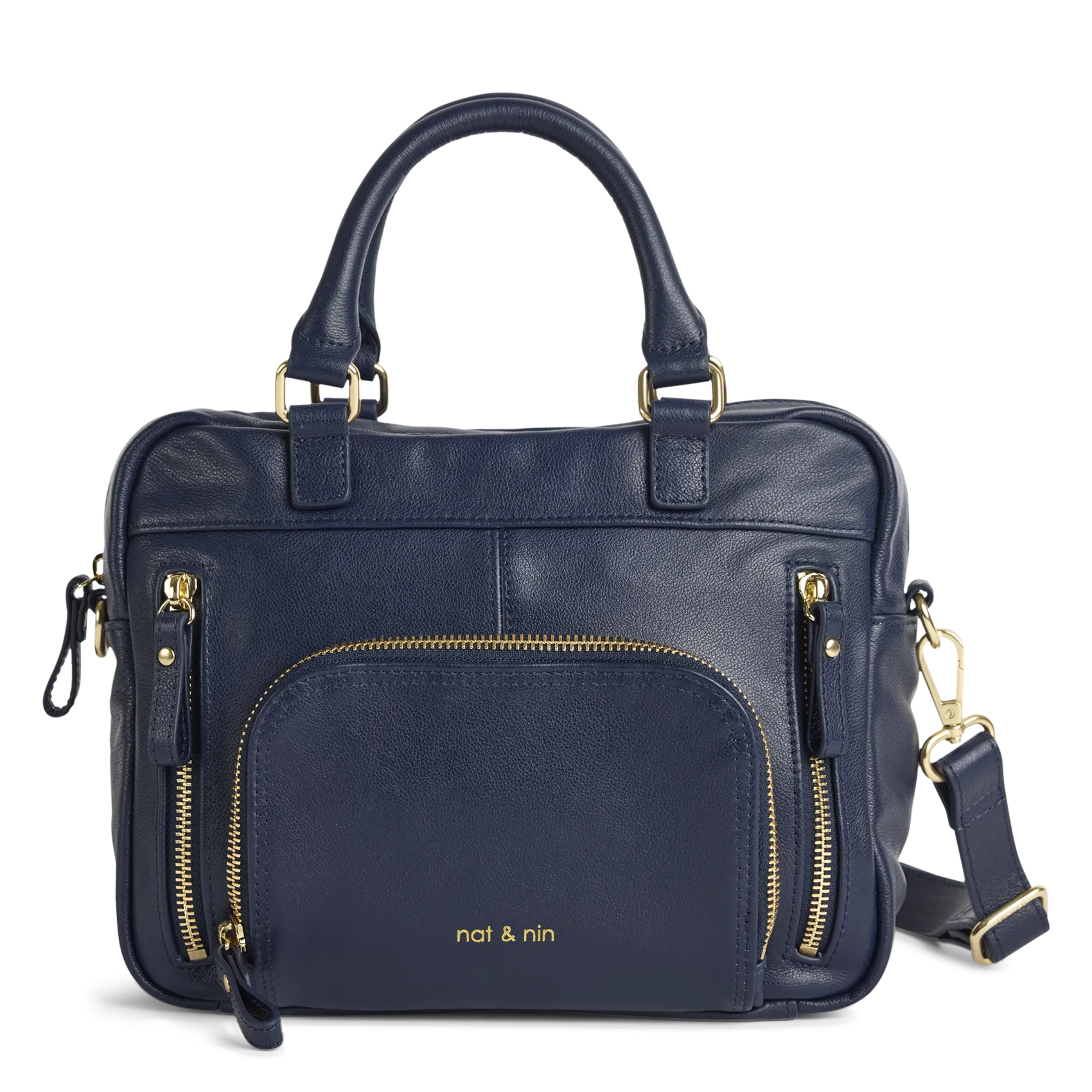 Multitaschen-Handtasche aus Leder Blau MACY