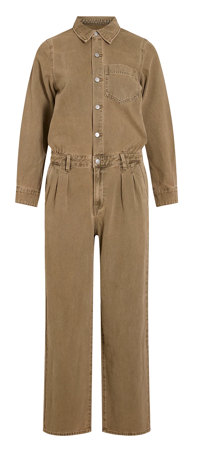 Baumwoll-Jumpsuit mit klassischem Kragen Braun JOLIE