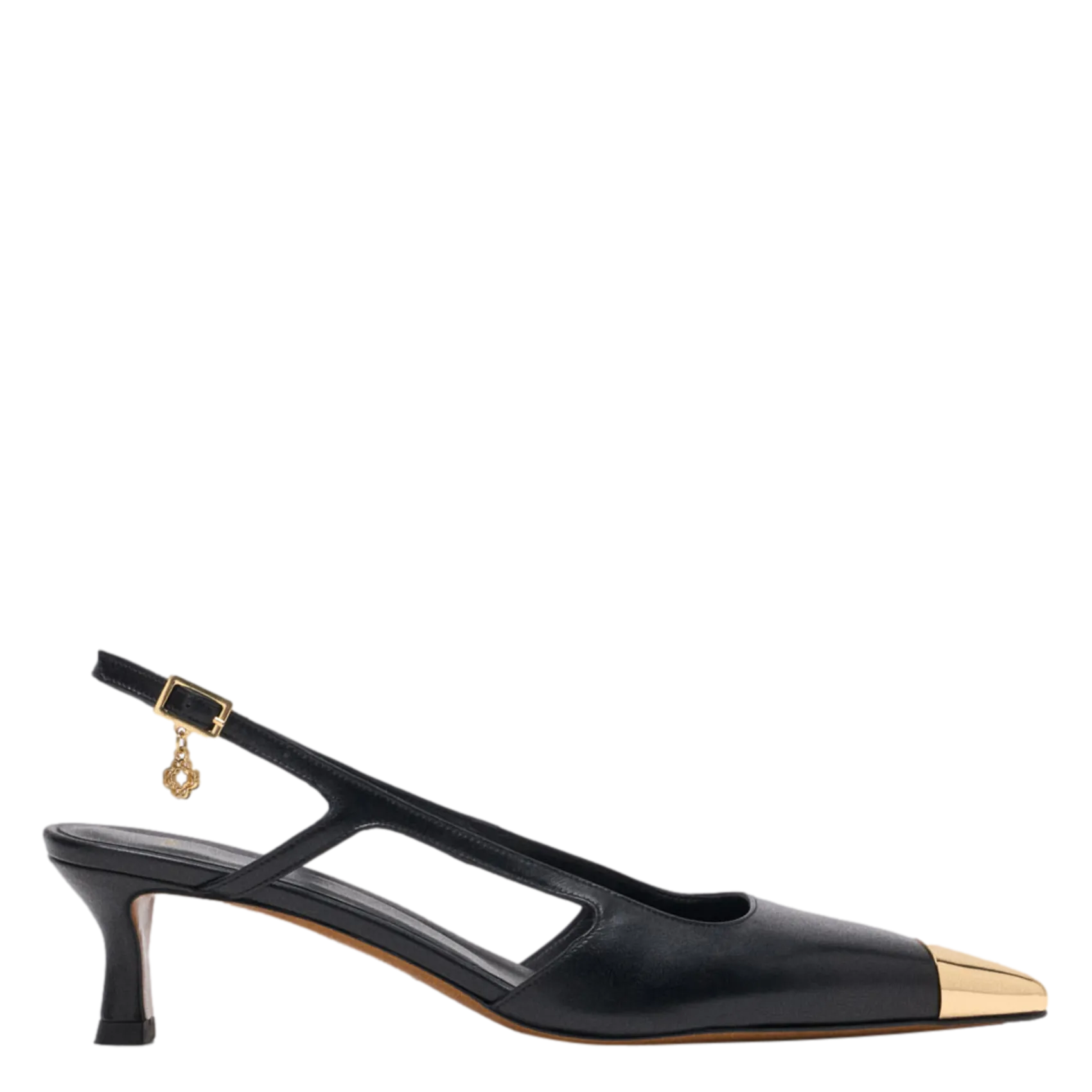 Slingback-Pumps aus Leder Schwarz