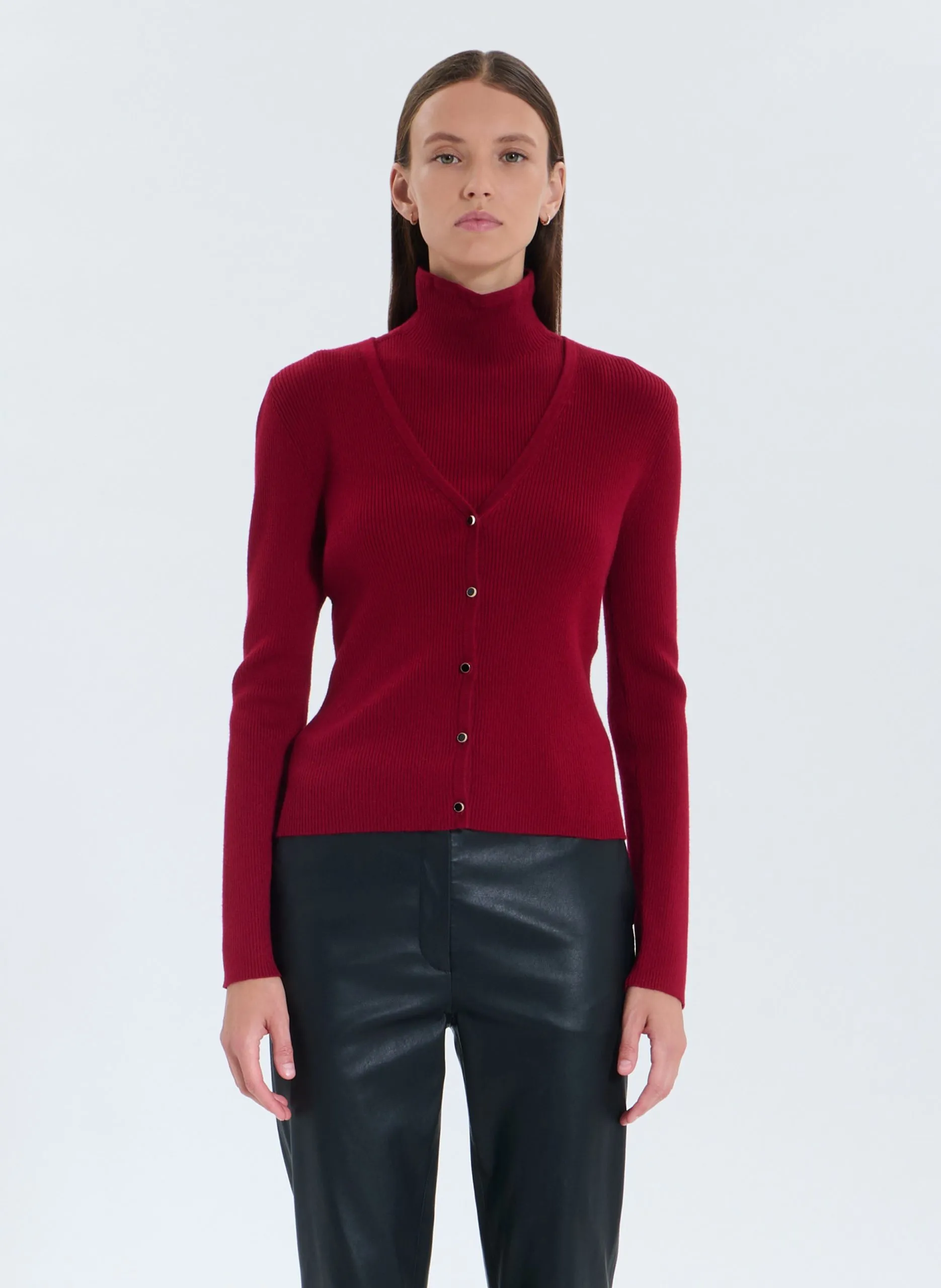 Tailliertes V-Ausschnitt-Weste Rot GAHA