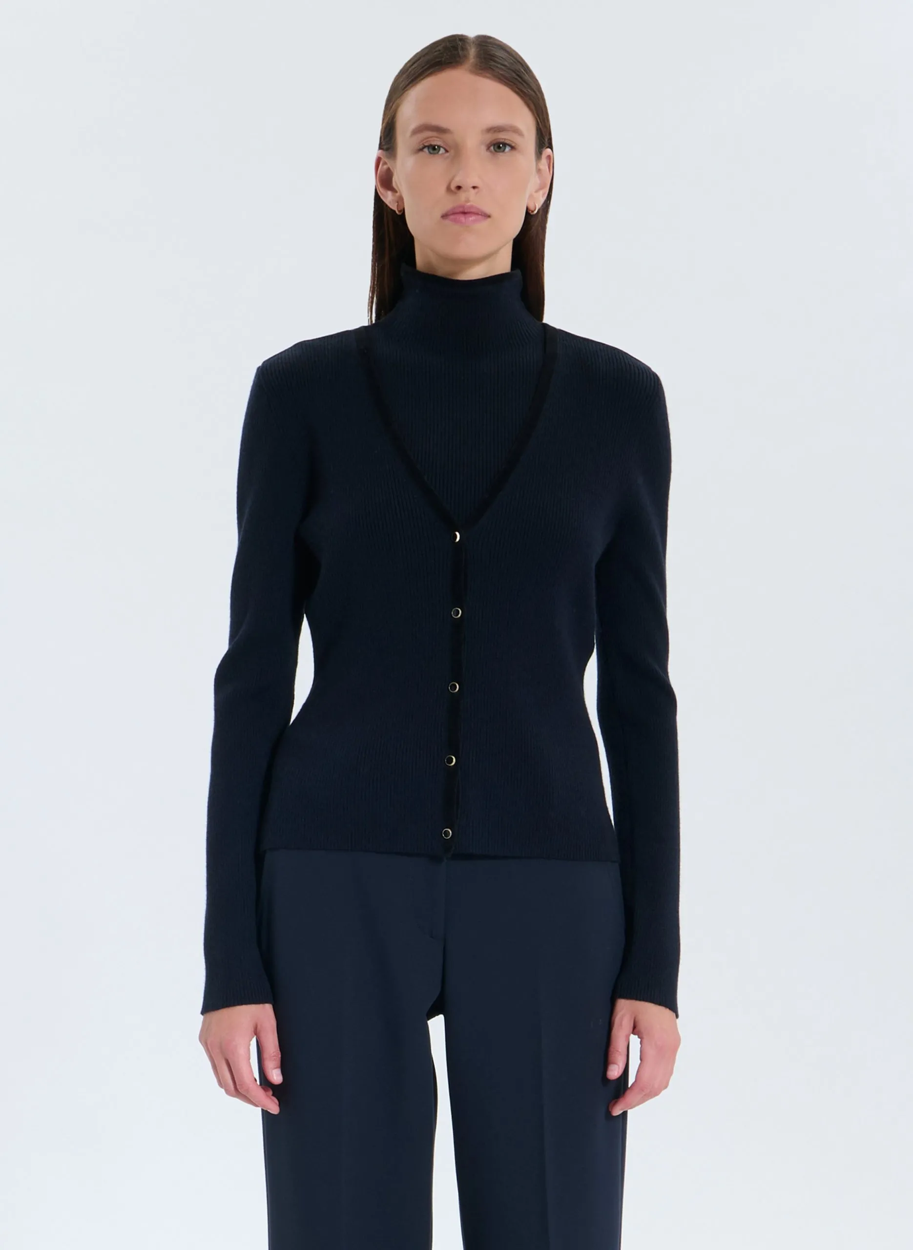 Tailliertes V-Ausschnitt-Weste Blau GAHA