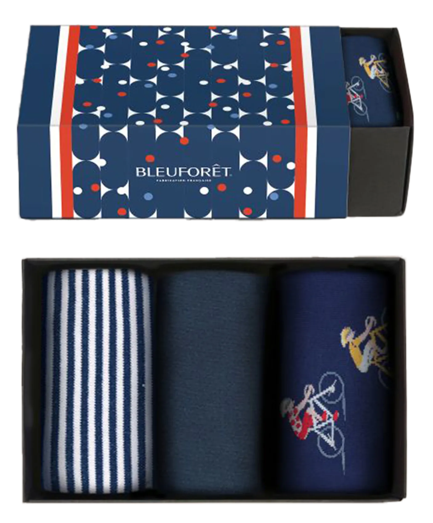 Set aus 3 Paar bedruckten Baumwollmischsocken Blau