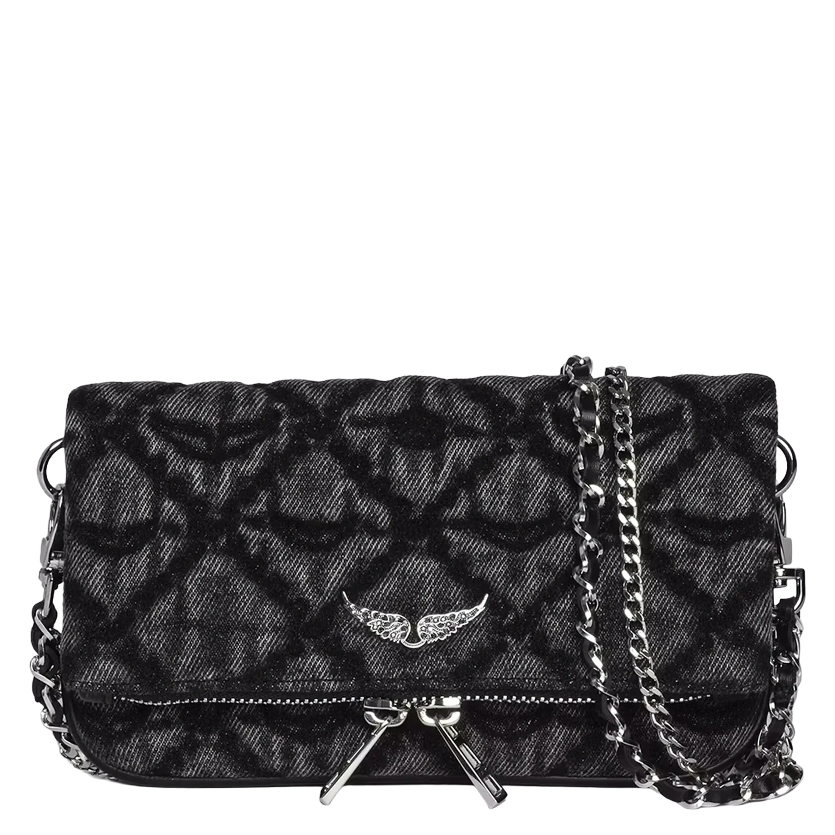 Umhängetasche aus Denim Grau ROCK NANO