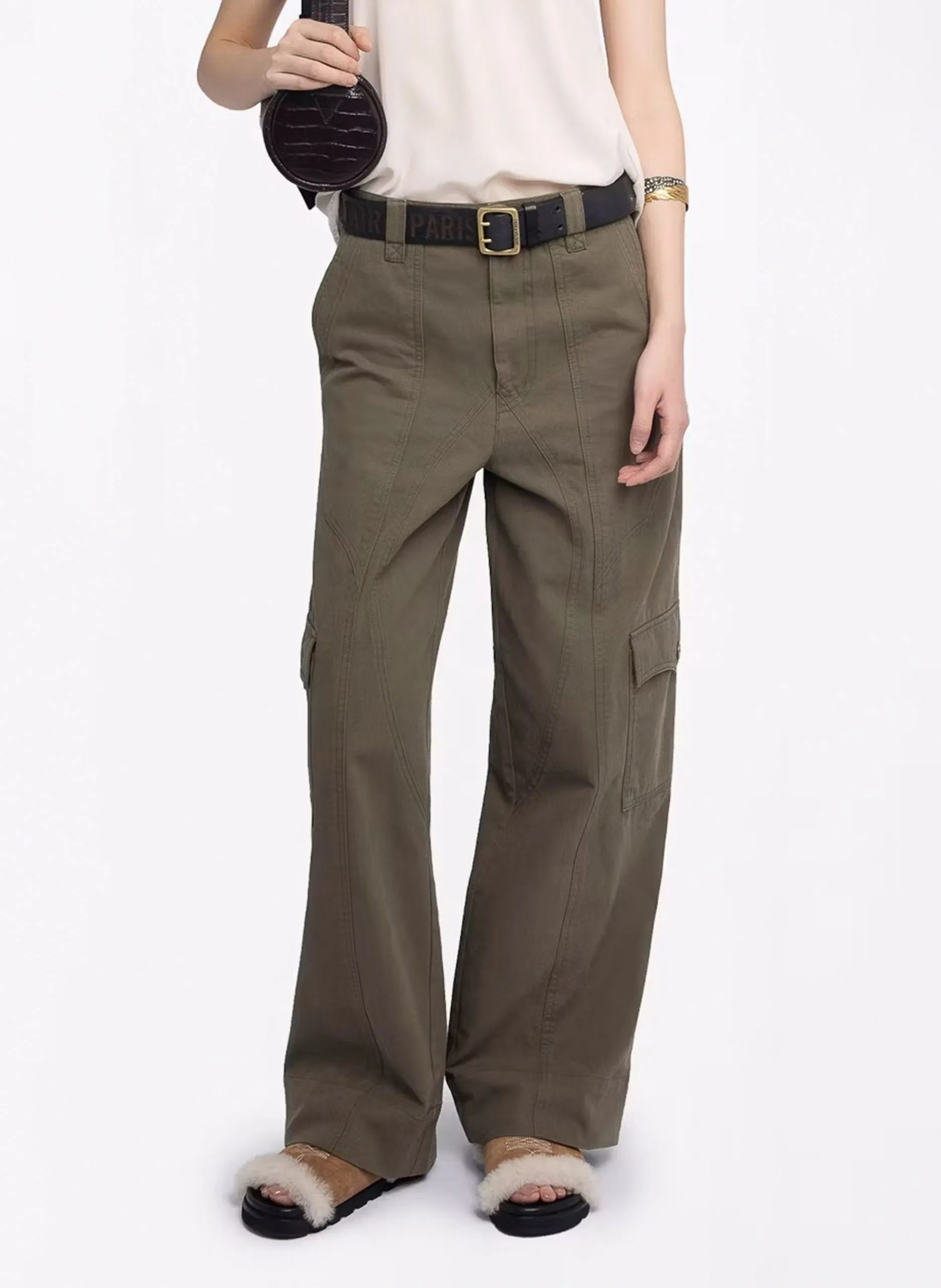 Weite Cargo-Hose aus Baumwolle Grun PINTO