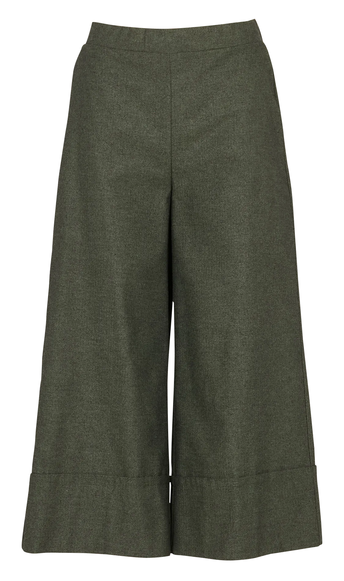 Weite 3/4-Hose aus recycelter Baumwollmischung Grun