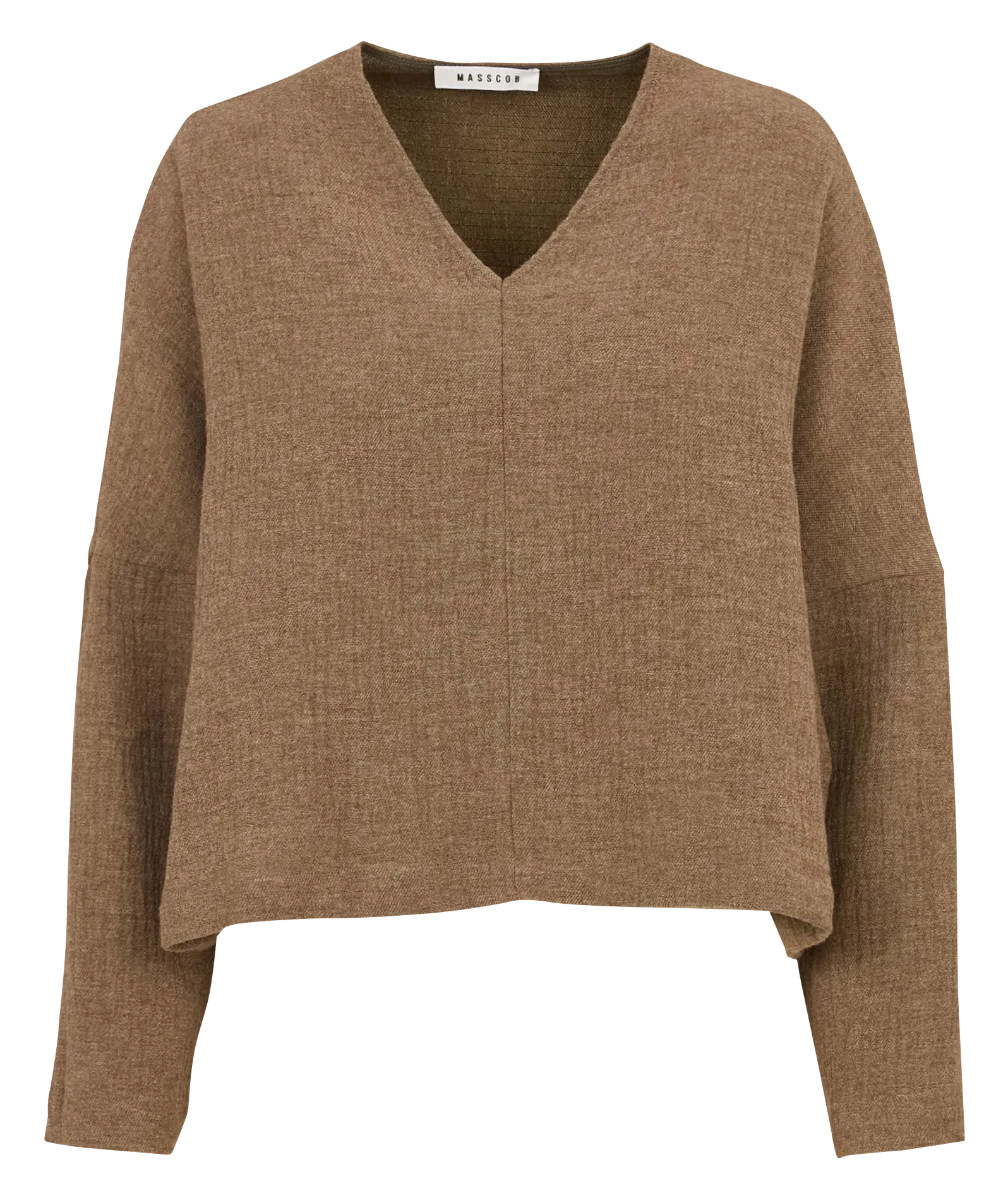 Weit geschnittenes Top mit V-Ausschnitt Braun FINI