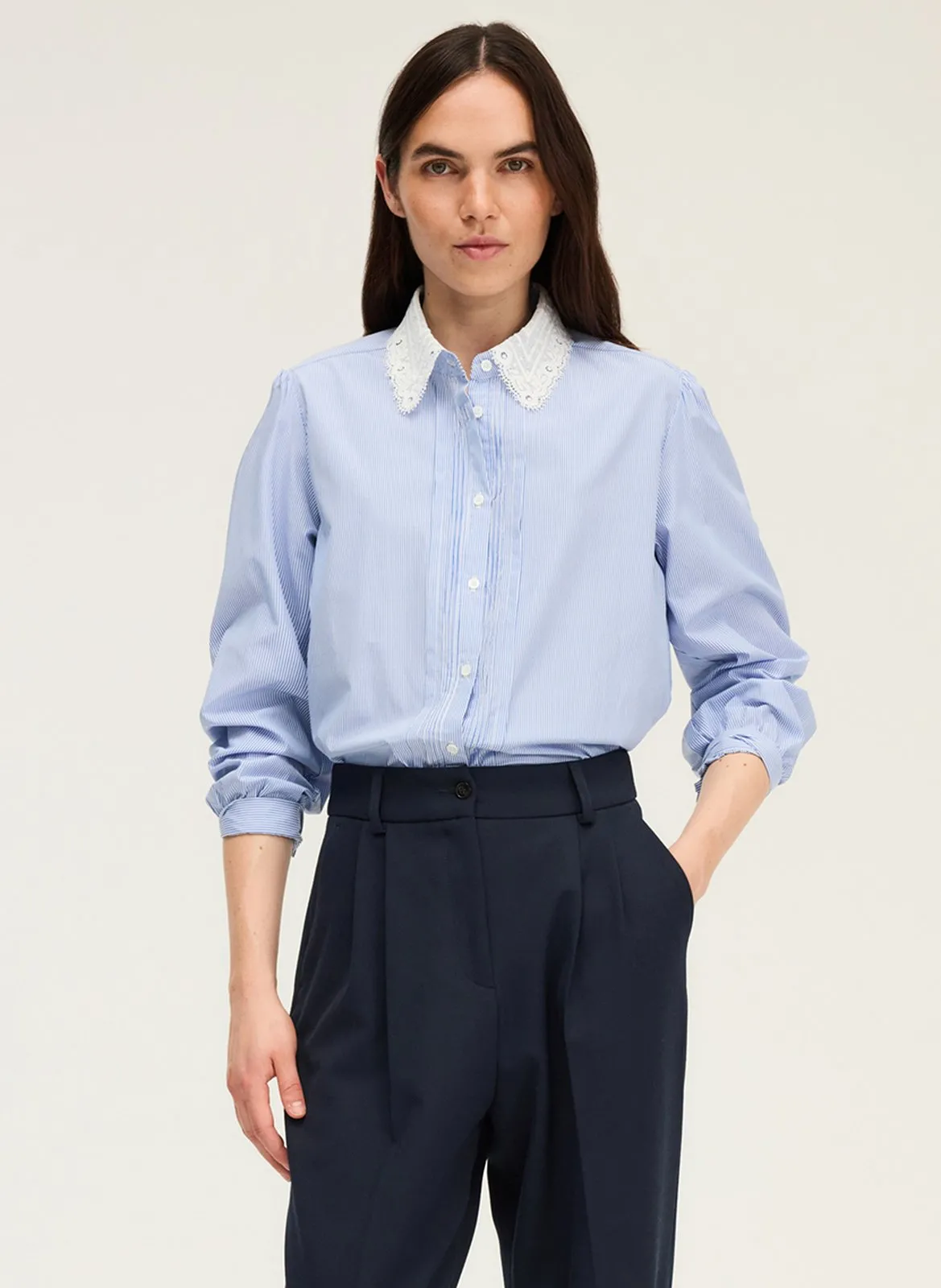 Baumwollhemd mit klassischem Kragen Blau AYANA