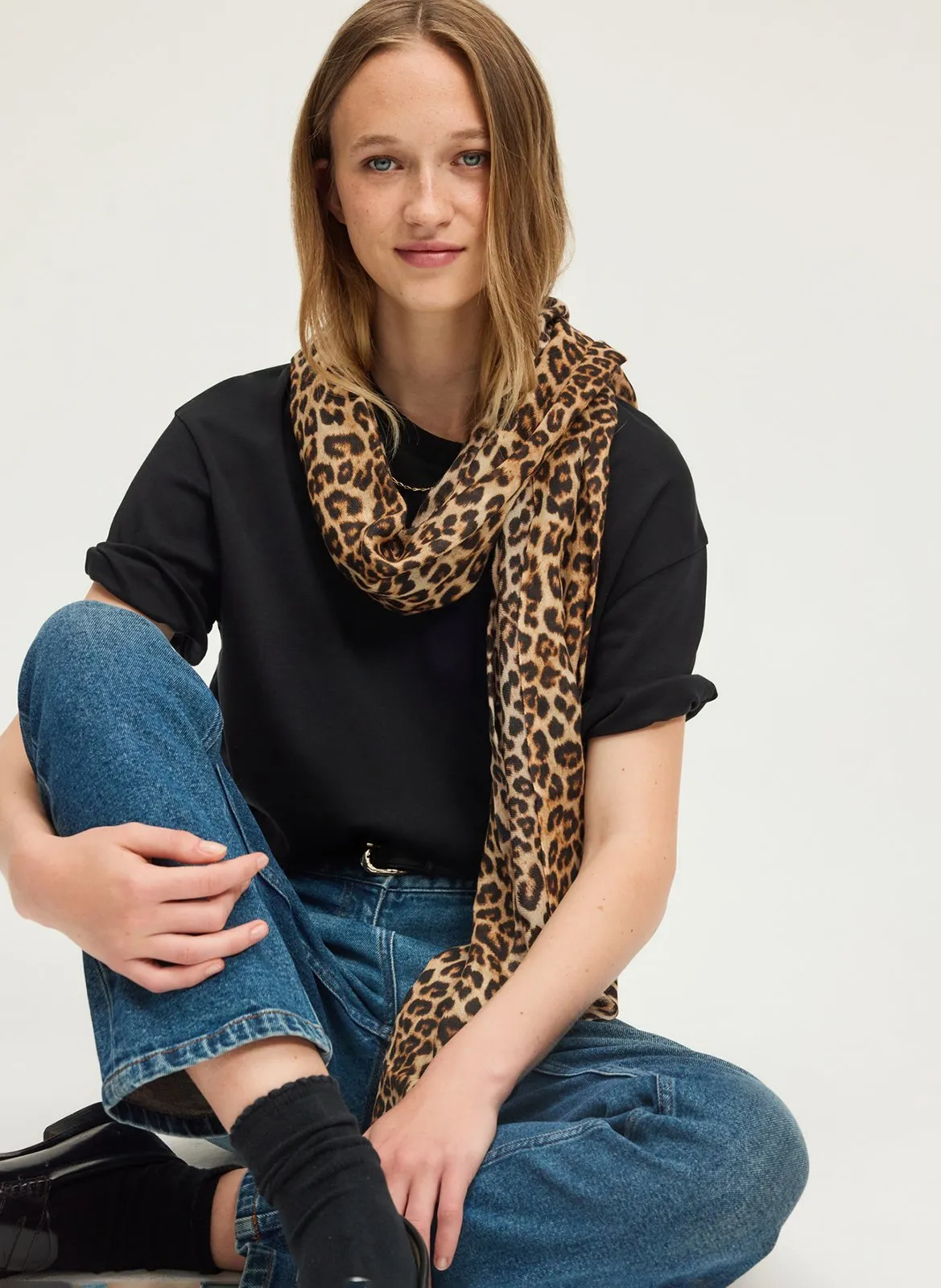 Baumwoll-Pullover mit Rundhalsausschnitt Schwarz HEVA