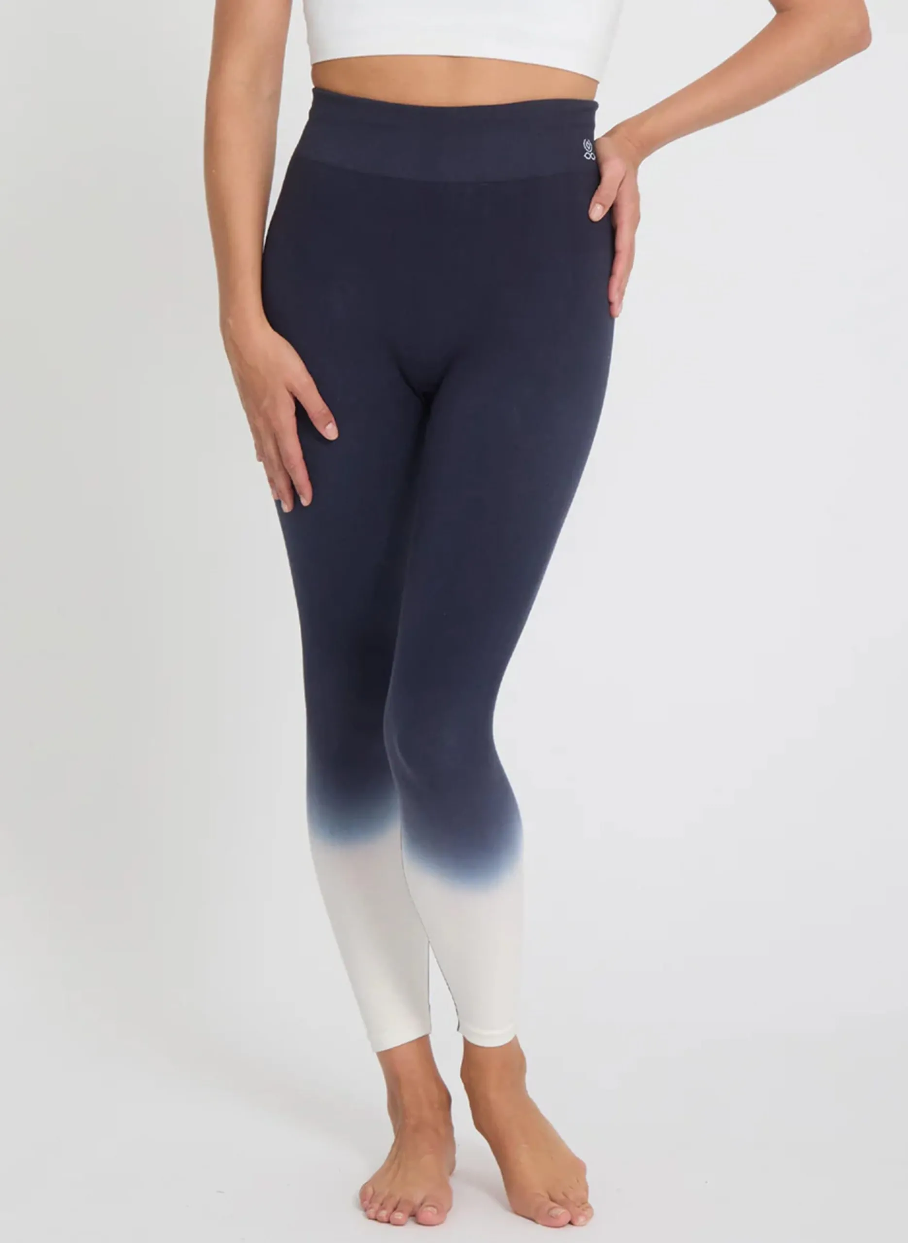 Einfarbige Leggings mit Verlauf aus Baumwollmischung Blau
