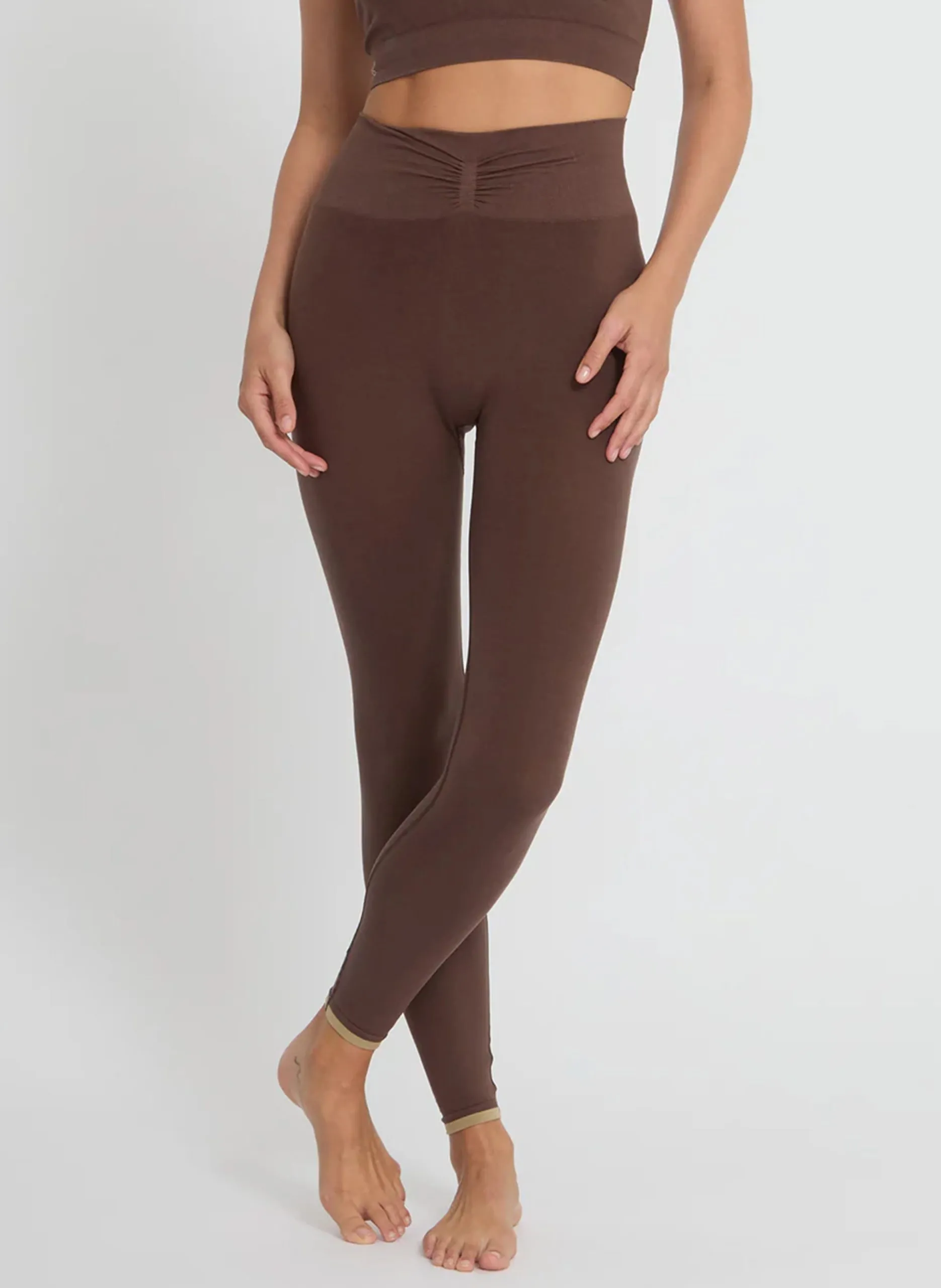 Stretch-Leggings in Uni-Farbe mit Push-Up-Effekt Braun